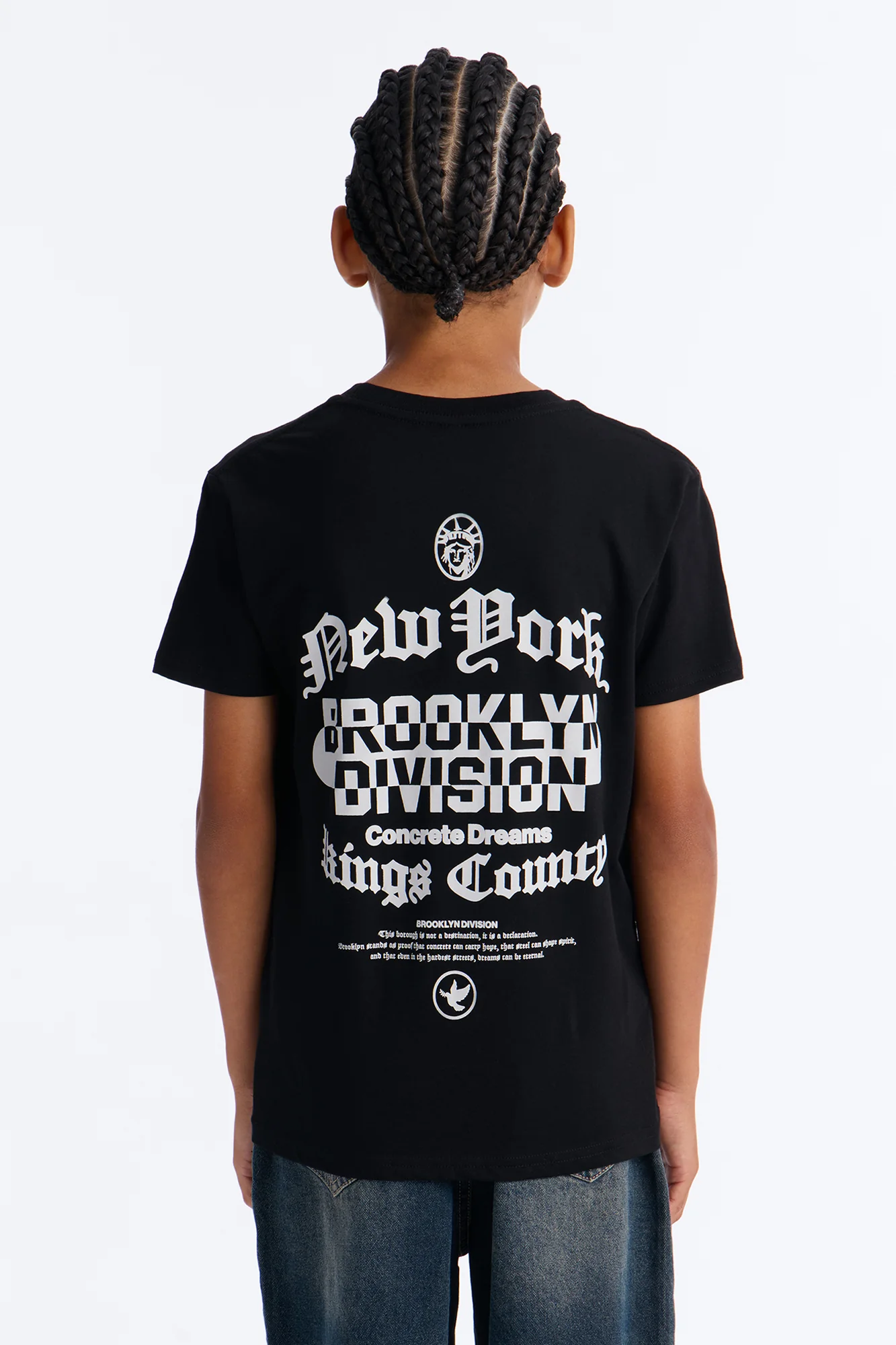 Mini Brooklyn Division Short Sleeve Front/Back Tee - Black