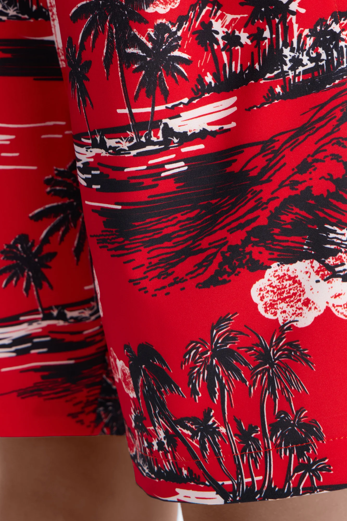 Mini Brushed Tropical Oasis Printed Swim Classic Trunk - Red - Image 3