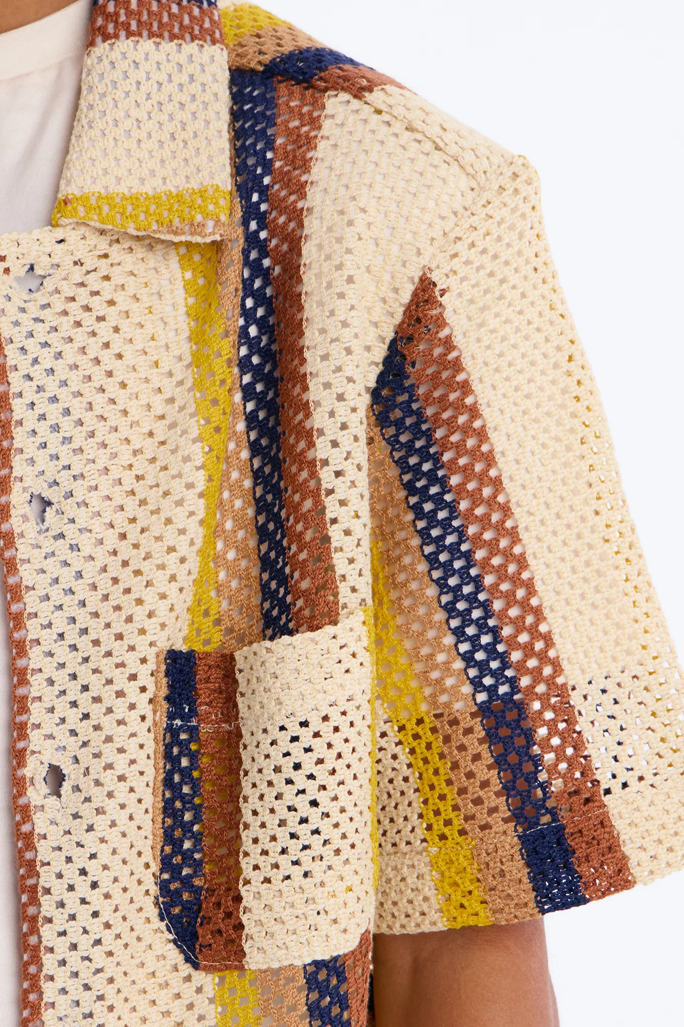 Mini Cdmx Crochet Button Up Shirt - Cream - Image 3
