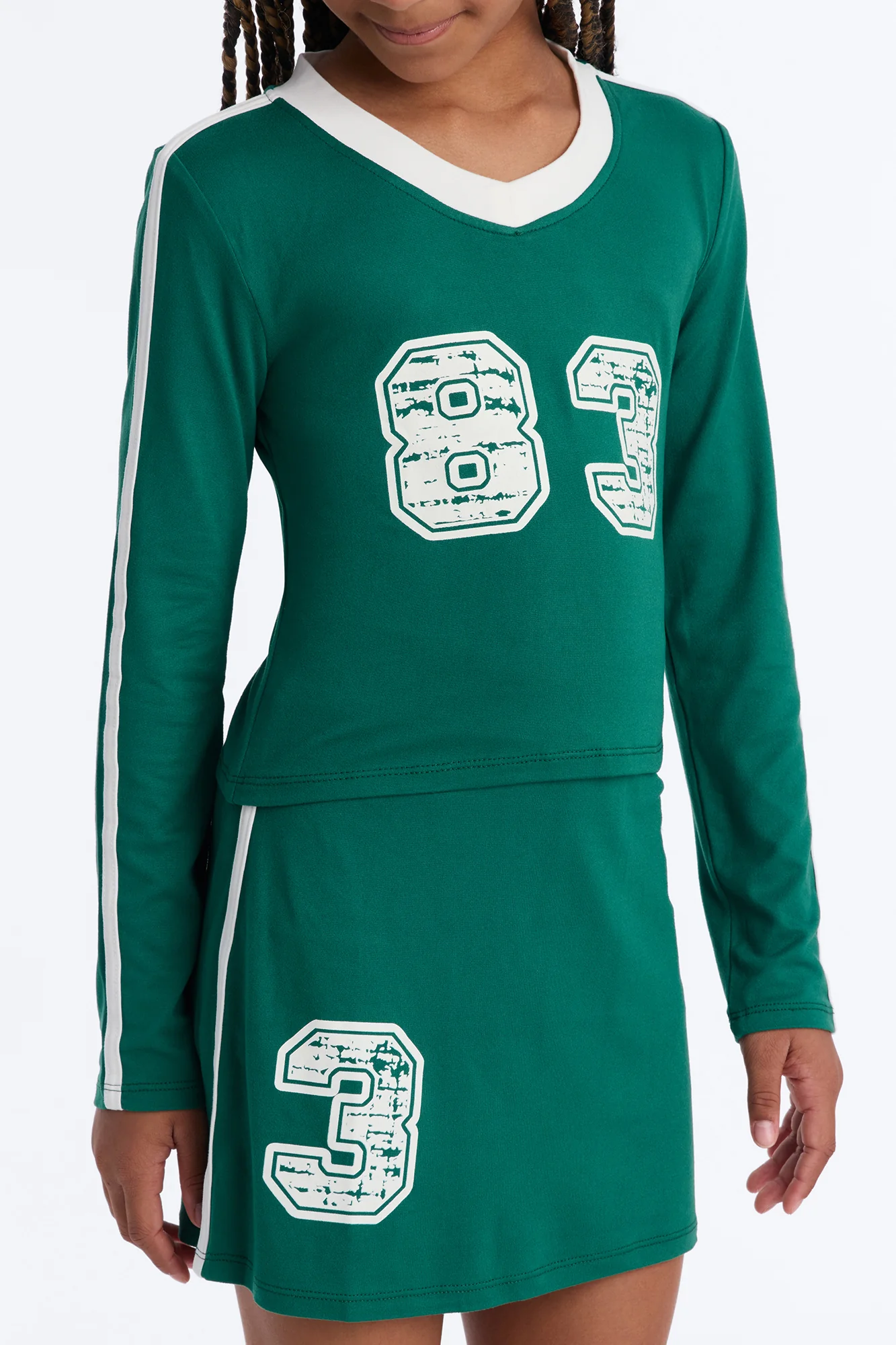 Mini Cheer You On Long Sleeve Mini Skort Set - Green - Image 3
