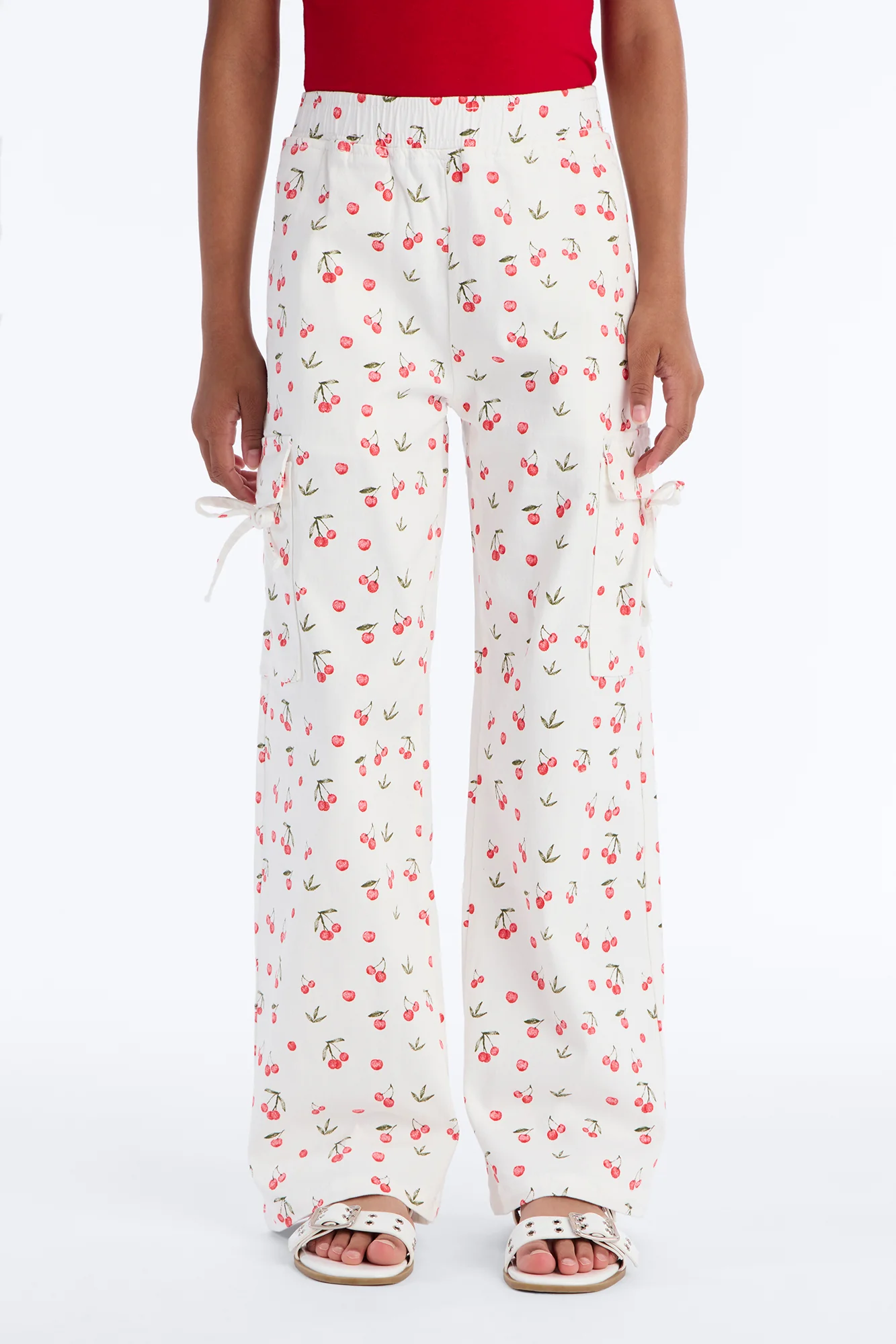 Mini Cheerful Cherries Jeans - White/combo