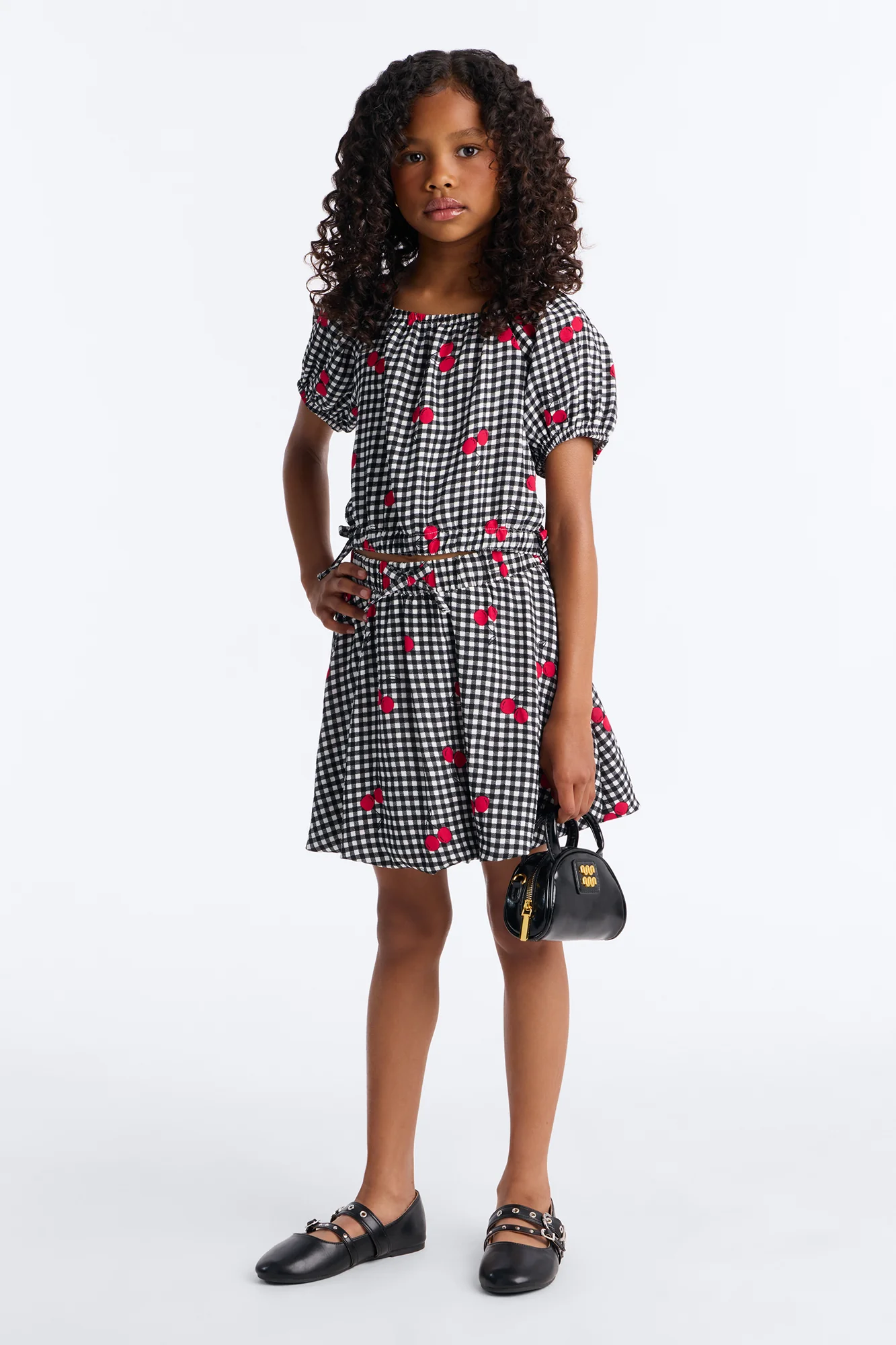Mini Cherry Nice To Meet You Skirt Set - Black/combo