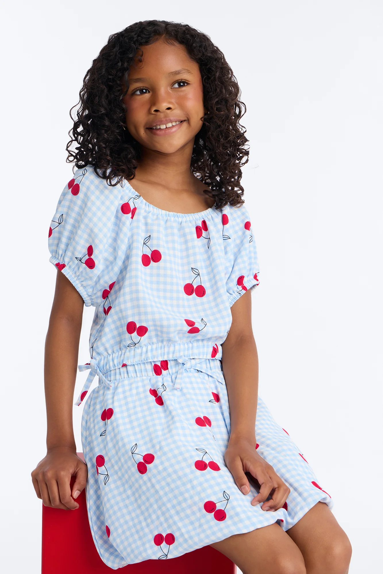 Mini Cherry Nice To Meet You Skirt Set - Blue/combo - Image 2