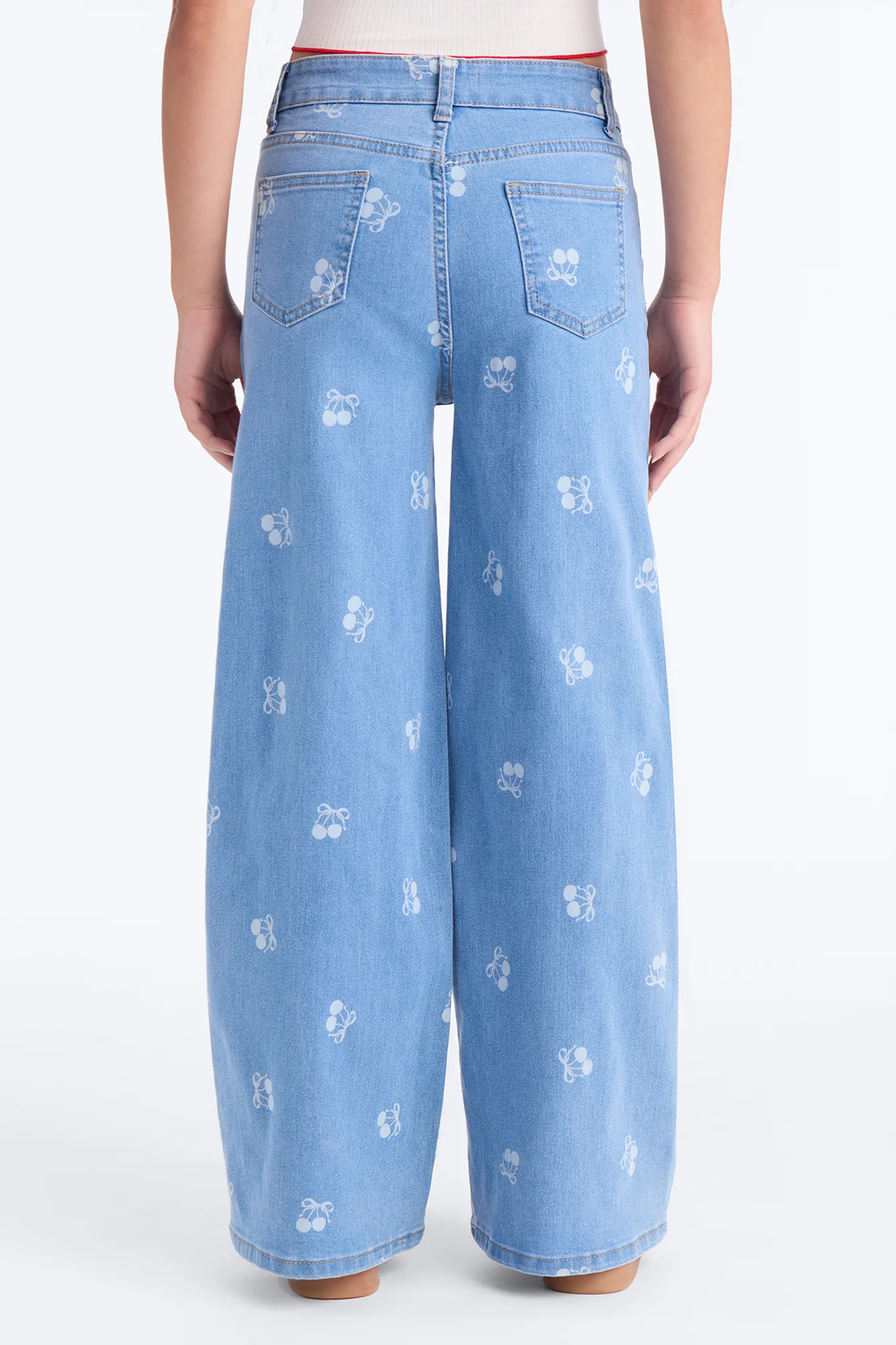Mini Cherry On Top Wide Leg Jeans - Light Wash - Image 4