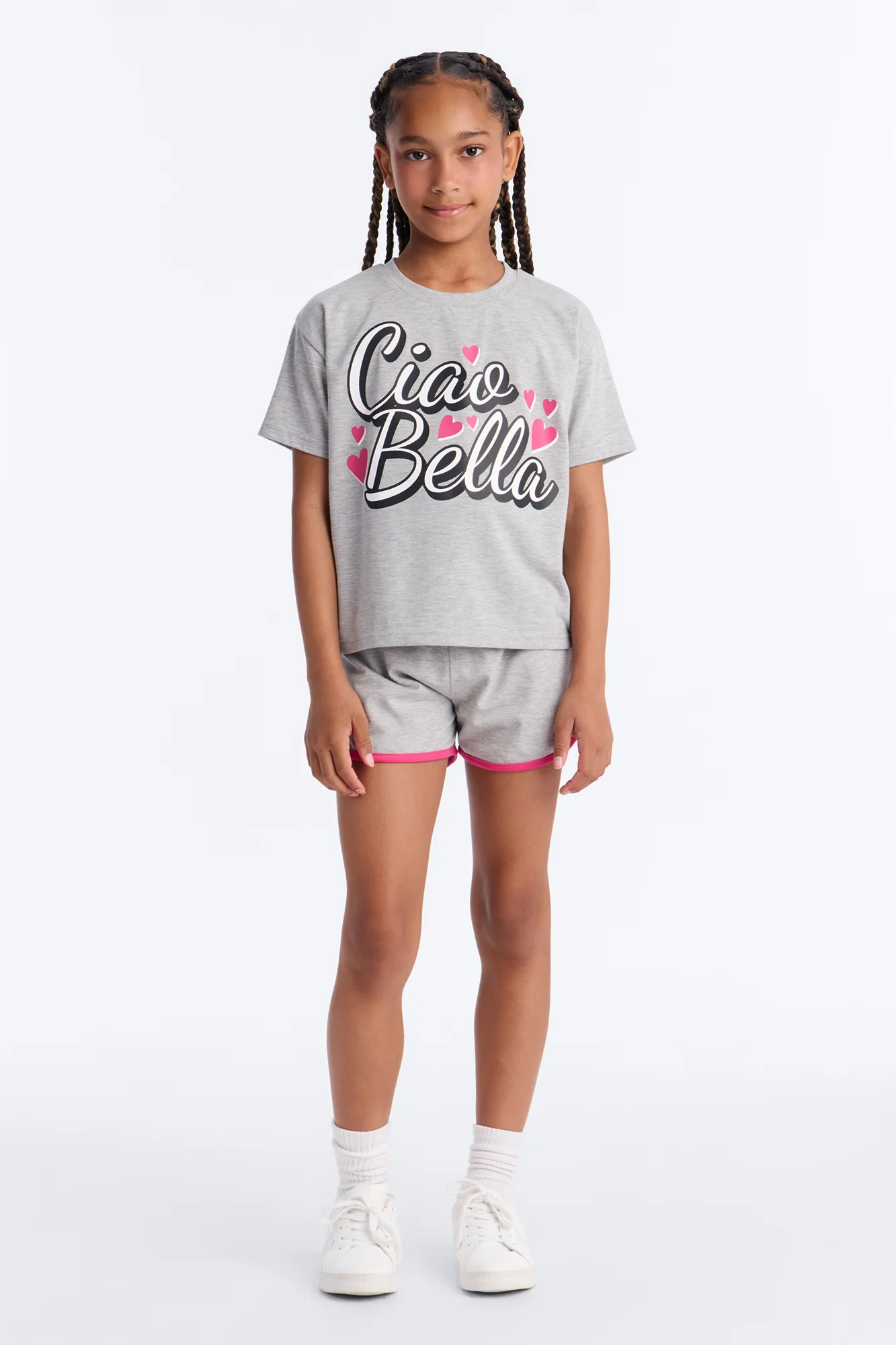 Mini Ciao Bella Short Set - Heather Grey
