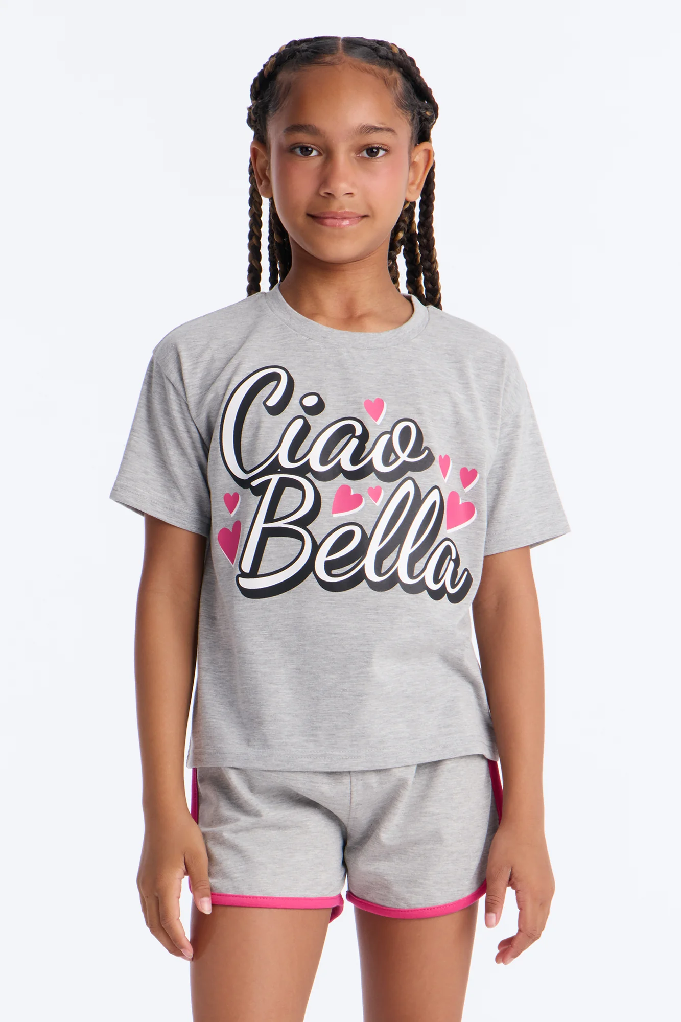 Mini Ciao Bella Short Set - Heather Grey - Image 2