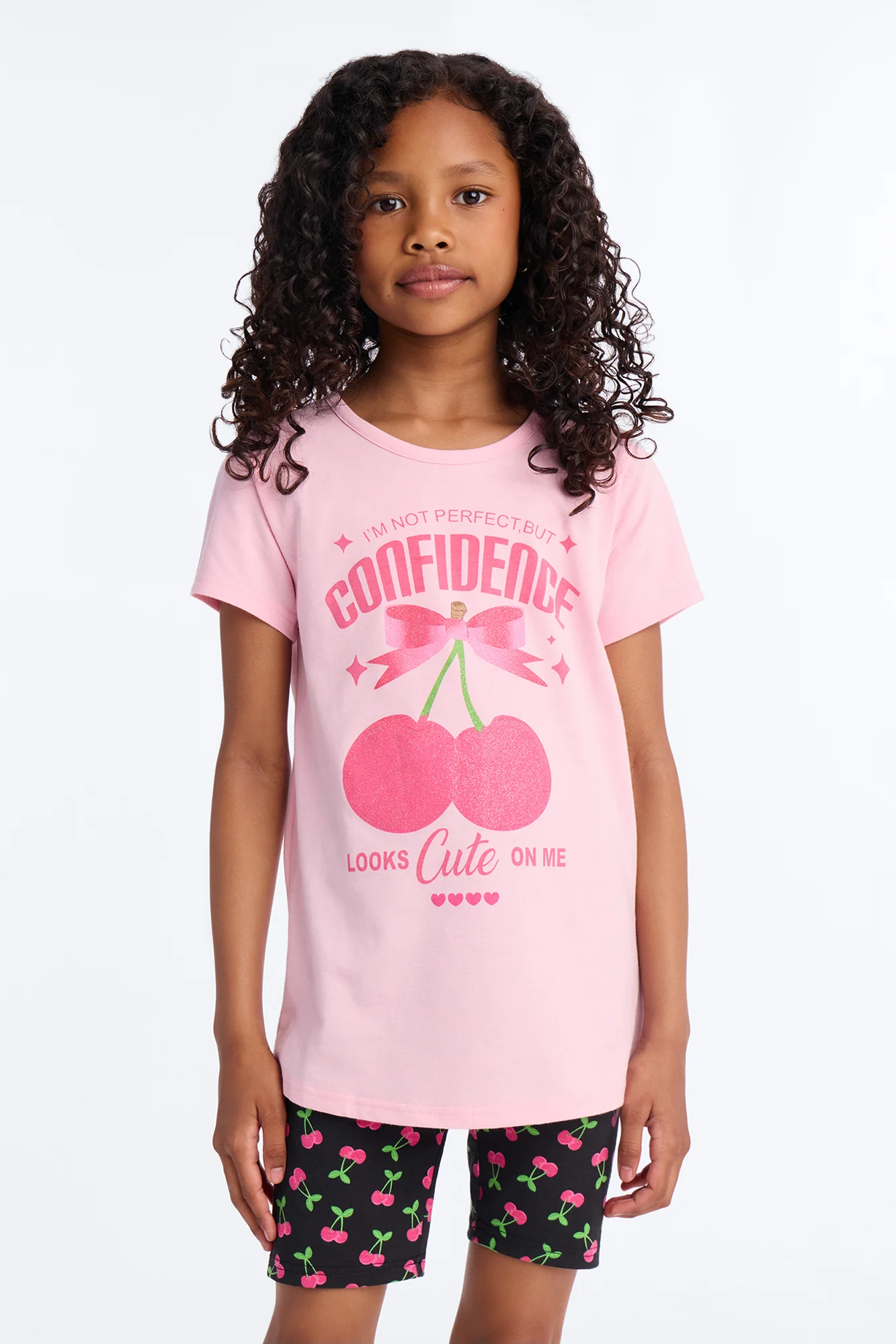 Mini Confidence Looks Cute On Me Bike Short Set - Pink/combo