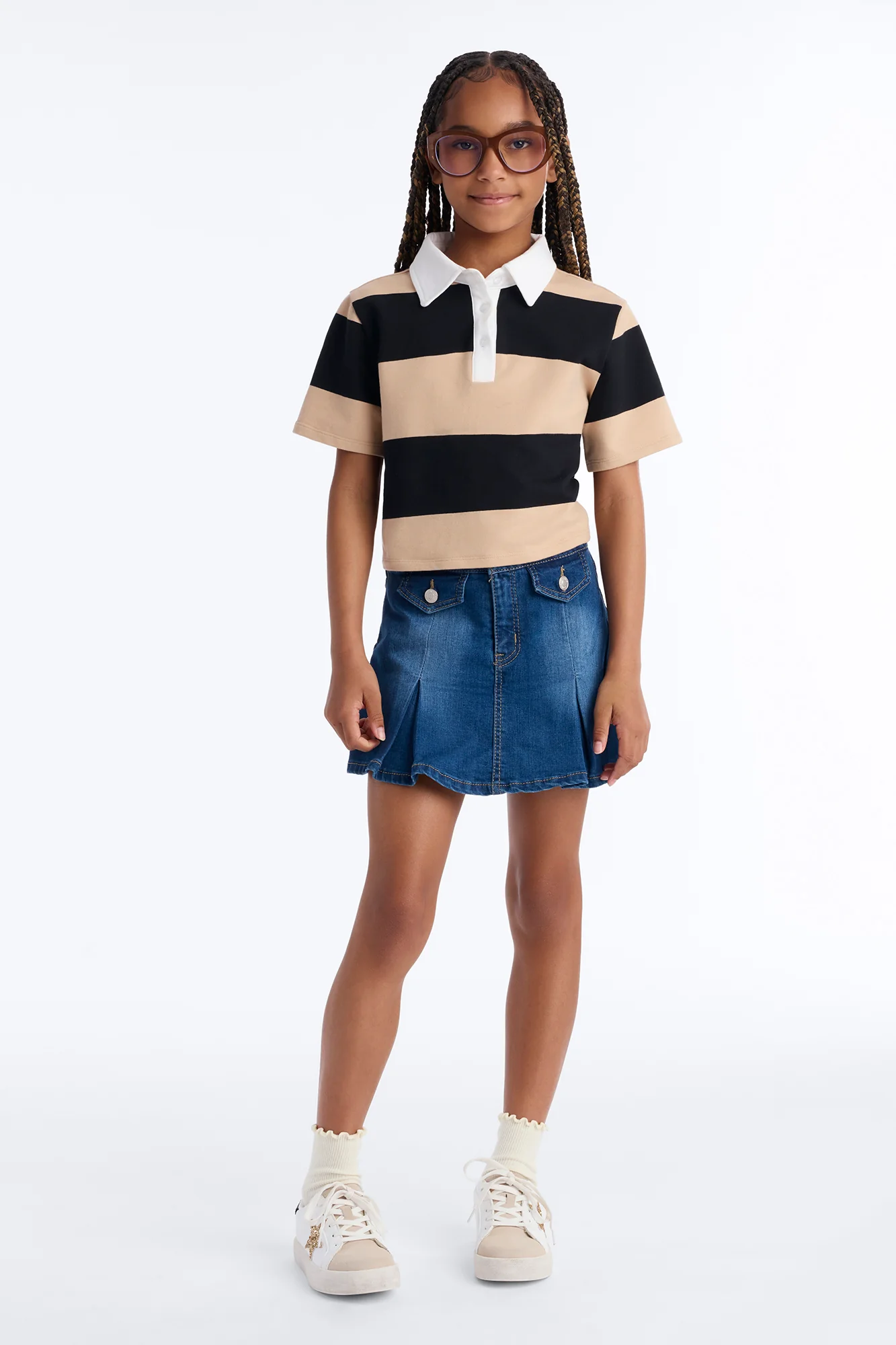 Mini Dancing Through It All Pleated Denim Skort - Medium Wash