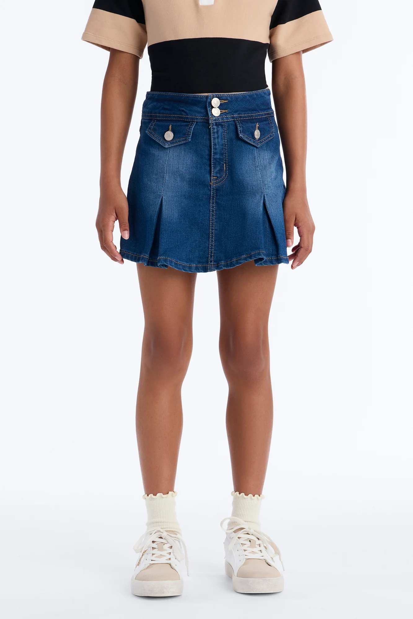 Mini Dancing Through It All Pleated Denim Skort - Medium Wash - Image 2