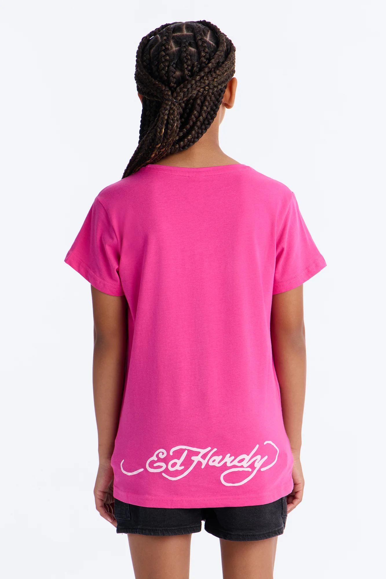 Mini Ed Hardy Beautiful Roses Short Sleeve Tee - Fuchsia - Image 3