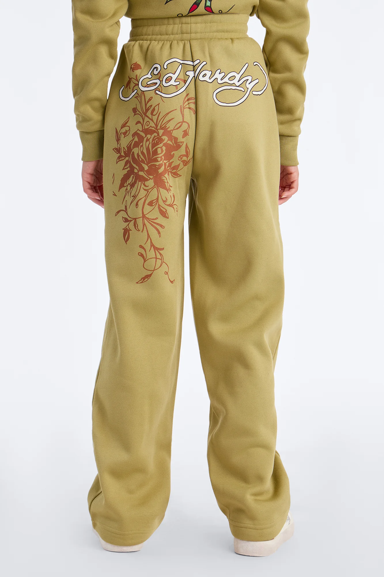 Mini Ed Hardy Bouquet Fleece Pants - Olive - Image 4