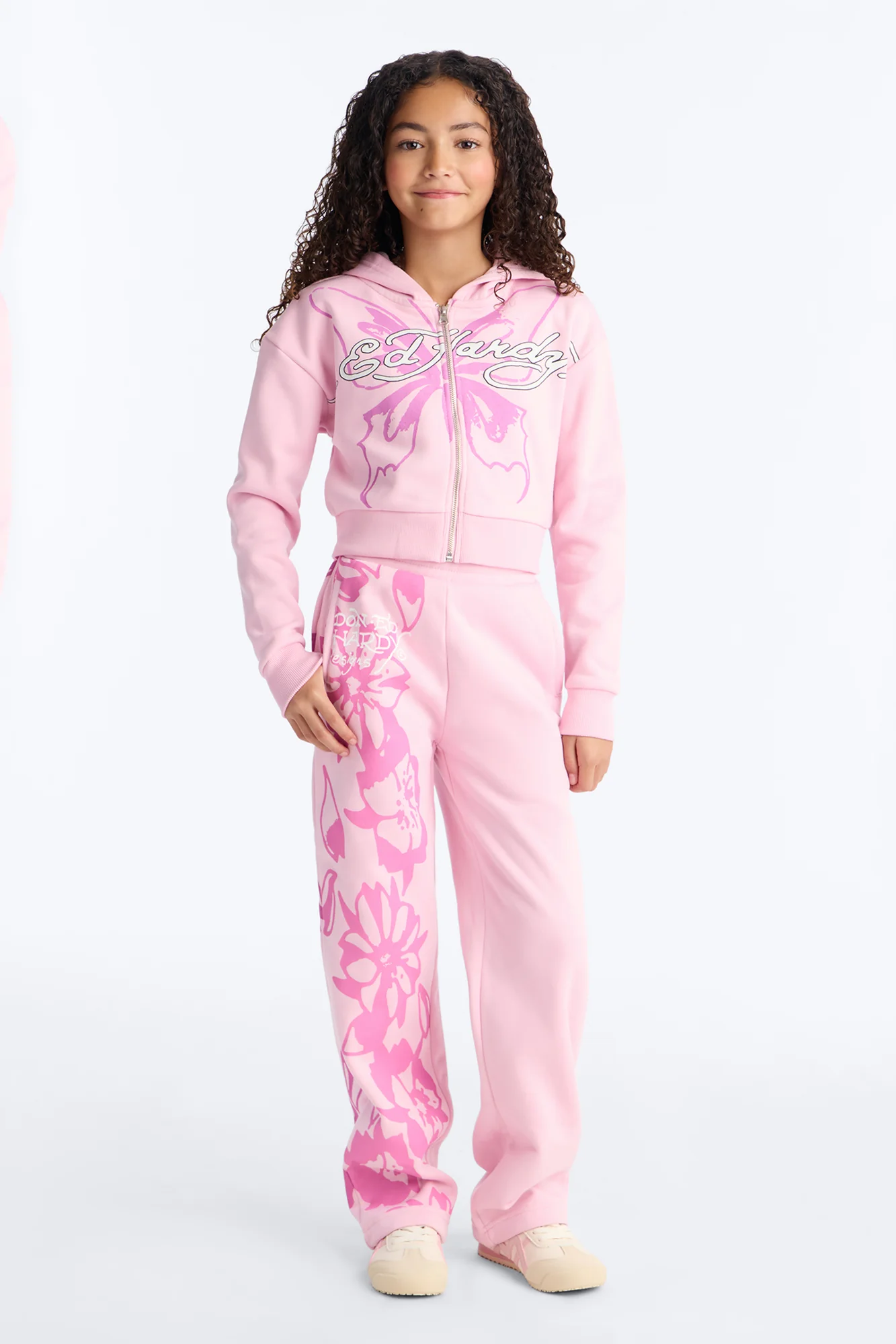 Mini Ed Hardy Butterfly Fleece Zip Hoodie - Pink