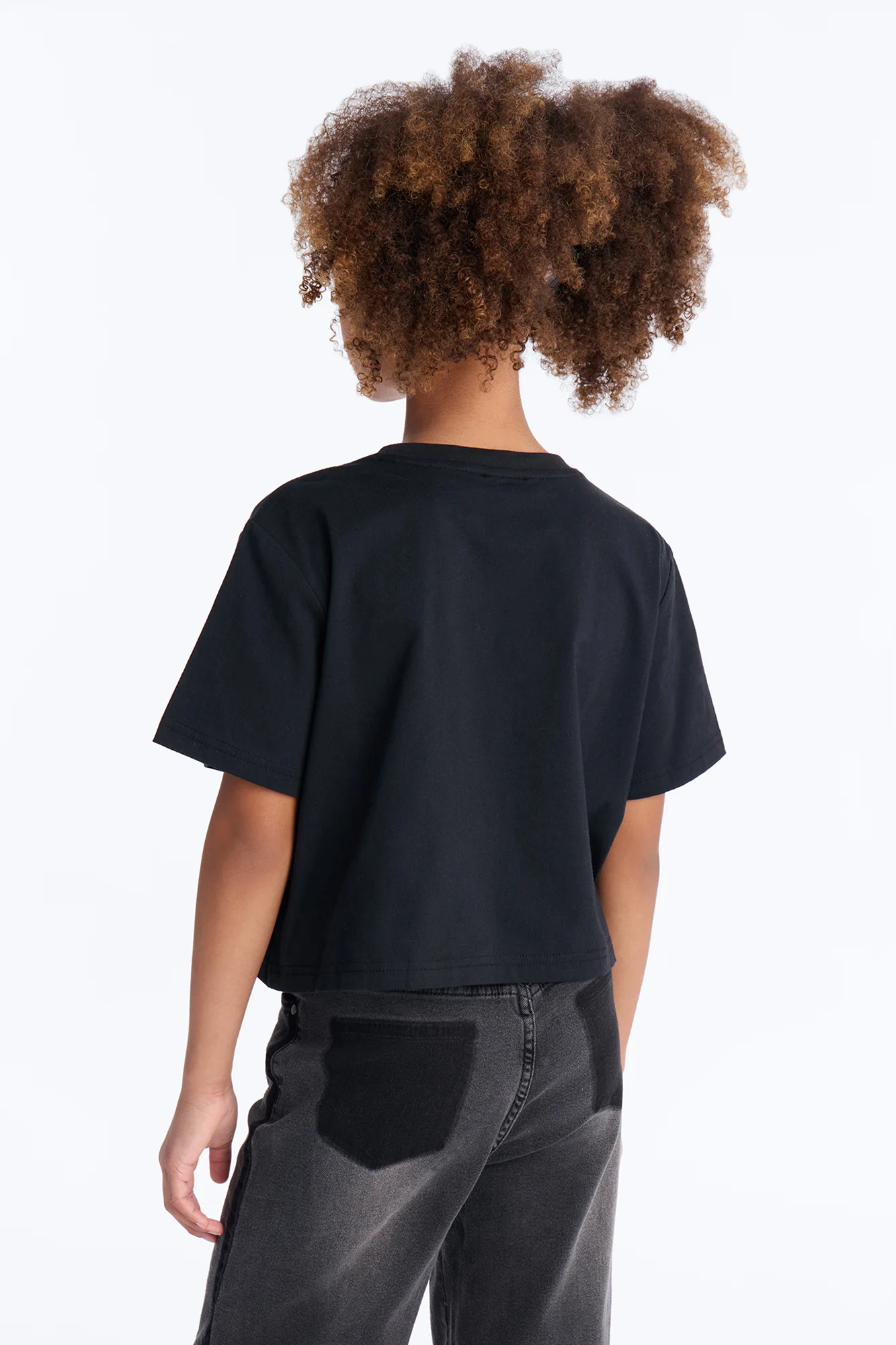 Mini Elisa Relaxed Crop Tee - Black - Image 3