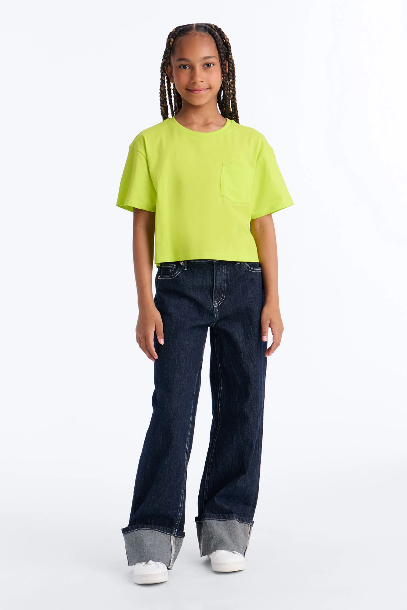 Mini Elisa Relaxed Crop Tee II - Neon Green - Image 2