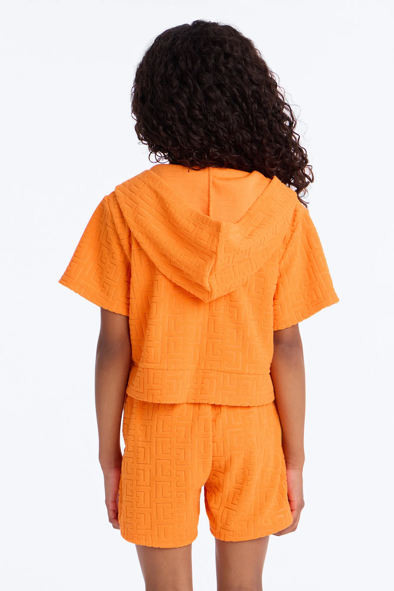 Mini Elyna Terry Cloth Short Set - Orange - Image 5