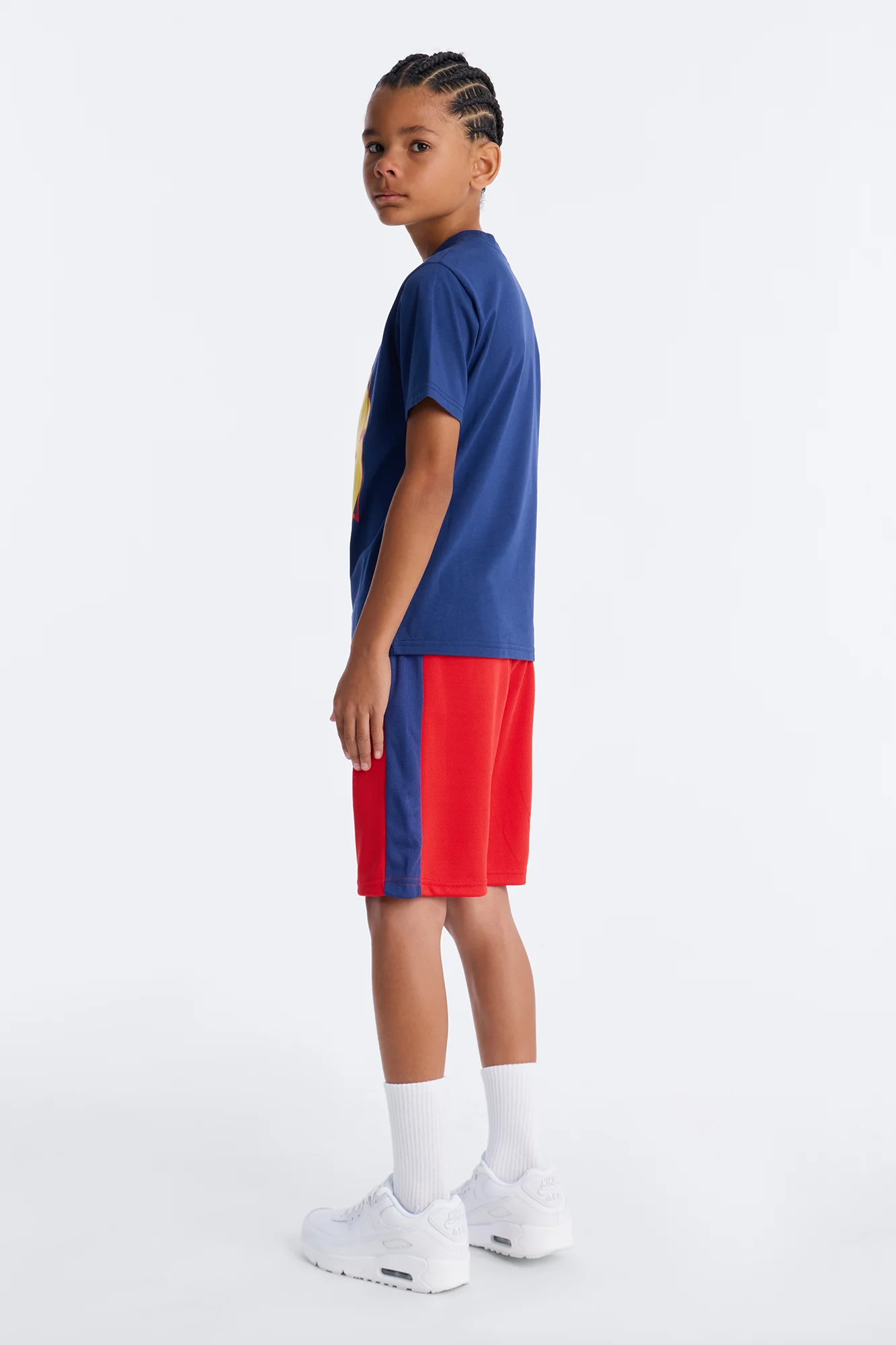 Mini Everything Will Be Alright Mesh Short Set - Navy/Red - Image 4