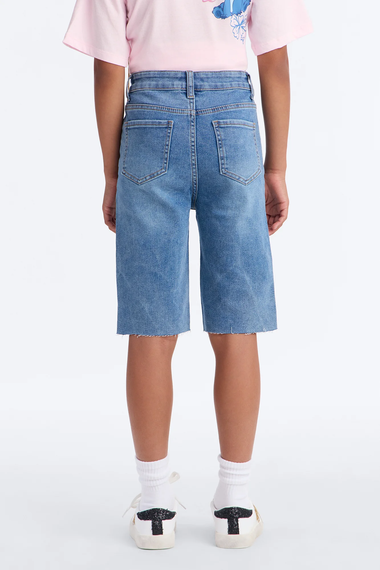 Mini Everything's Good Super Stretch Denim Bermudas - Medium Blue Wash - Image 3