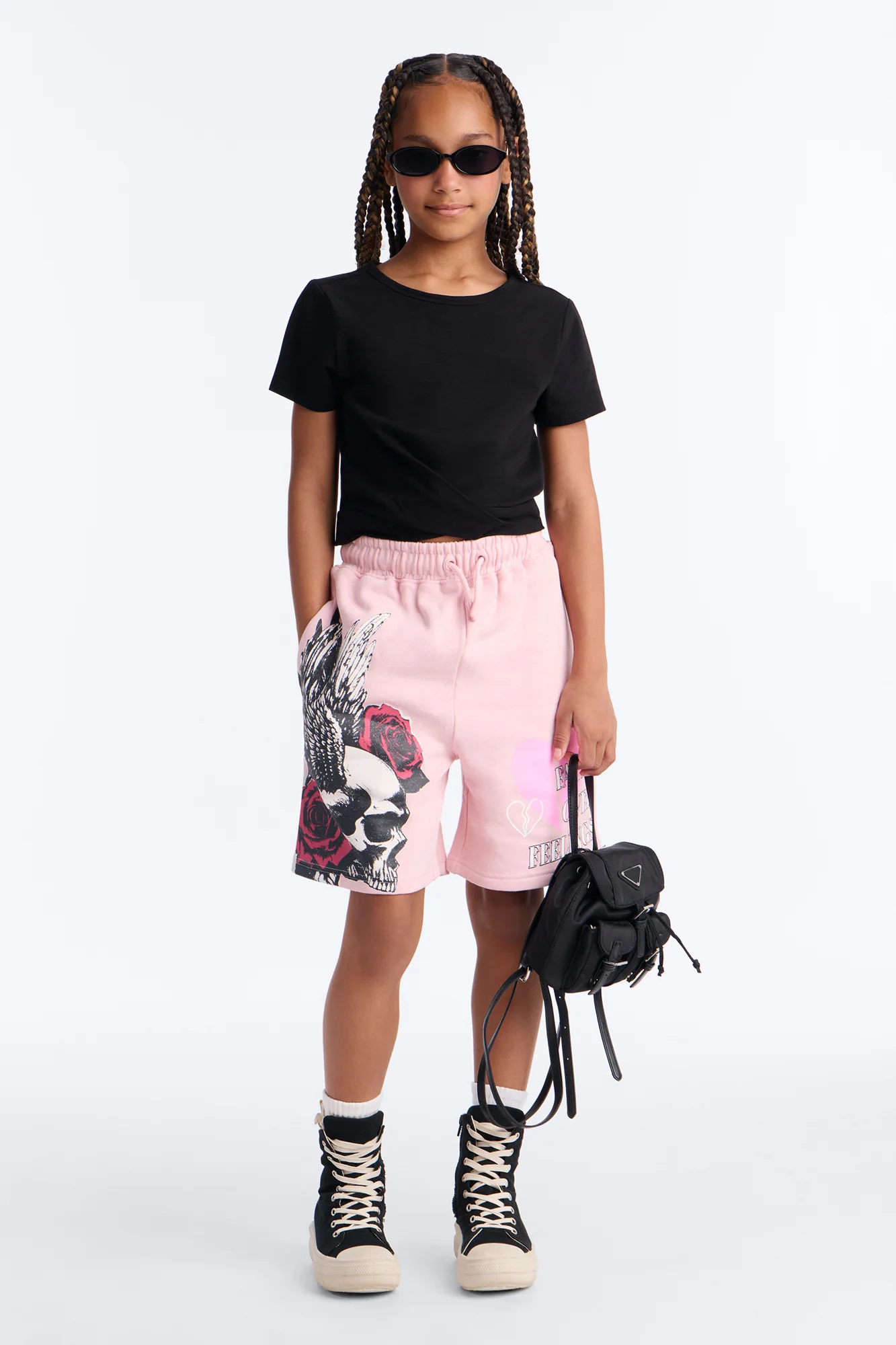 Mini Facts Over Feelings Shorts - Pink