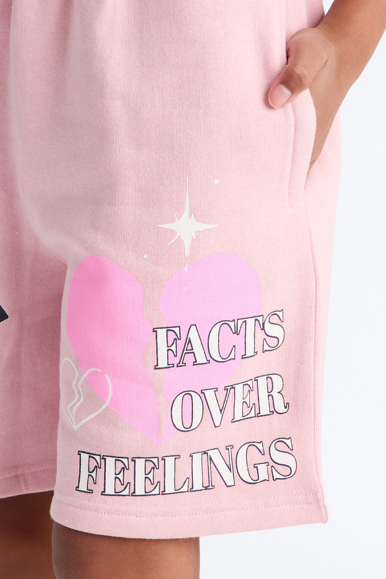Mini Facts Over Feelings Shorts - Pink - Image 3