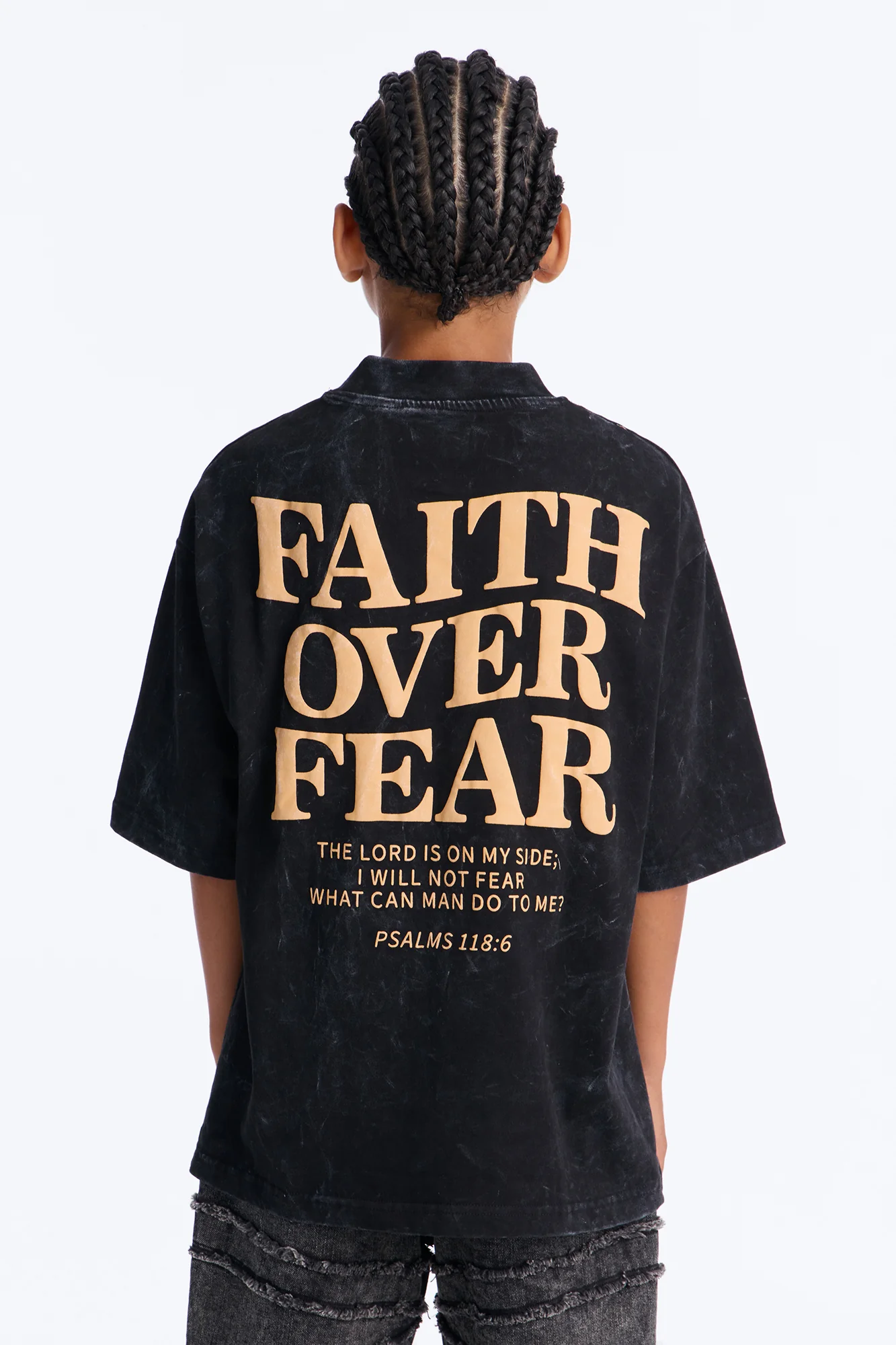 Mini Faith Over Fear Forever Short Sleeve Front/Back Tee - Black