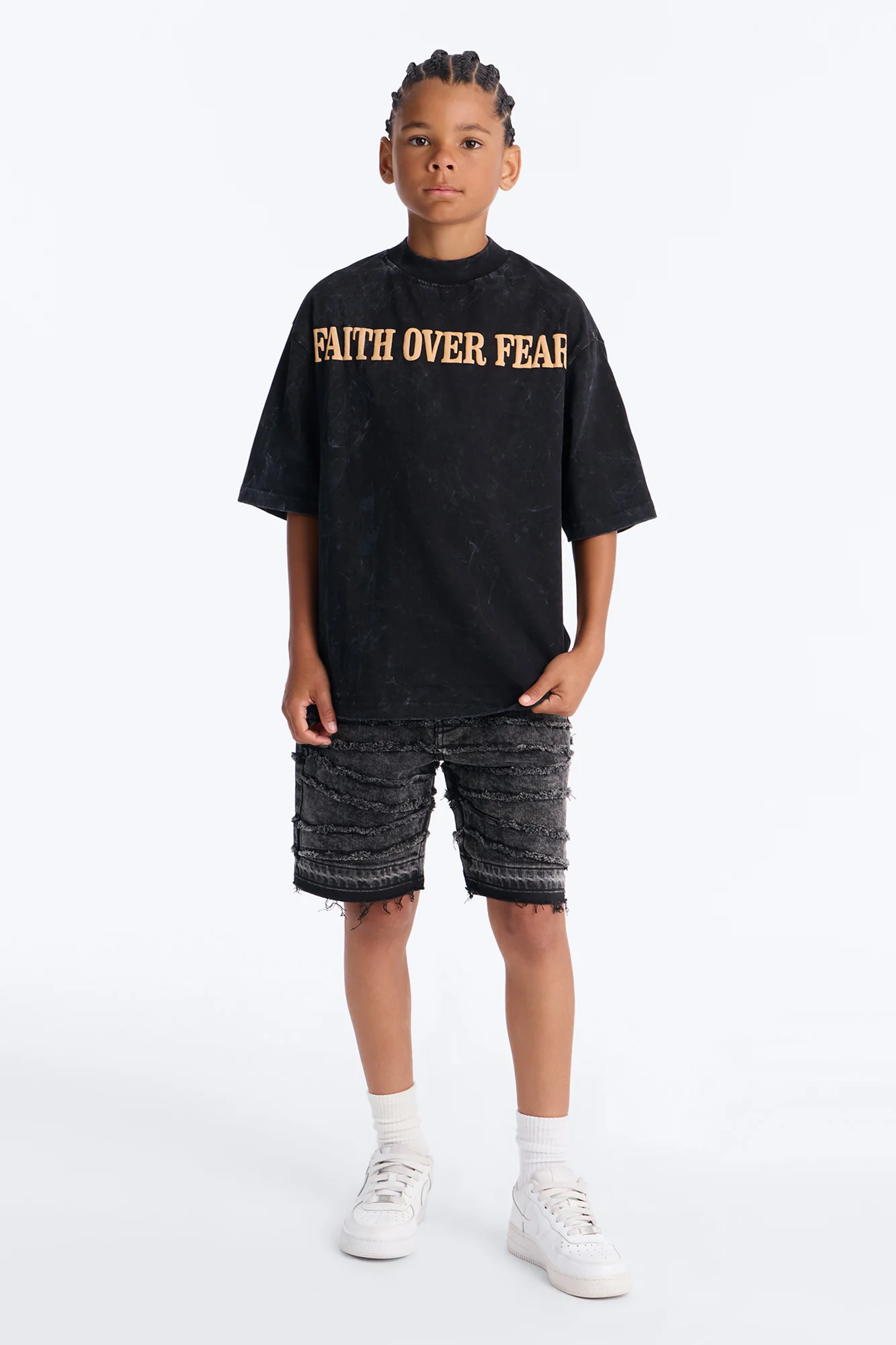Mini Faith Over Fear Forever Short Sleeve Front/Back Tee - Black - Image 2