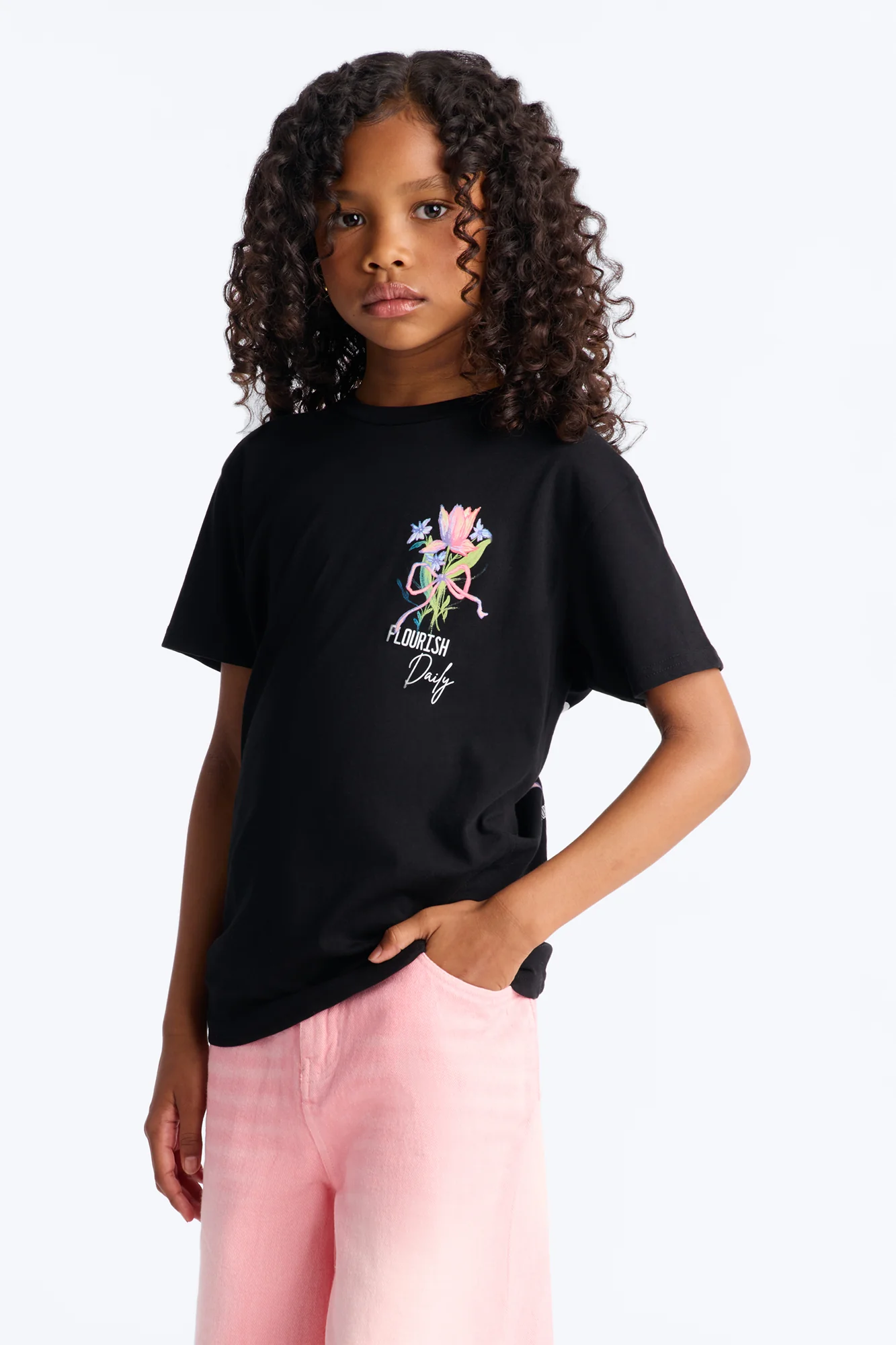 Mini Flourish Short Sleeve Tee - Black - Image 3