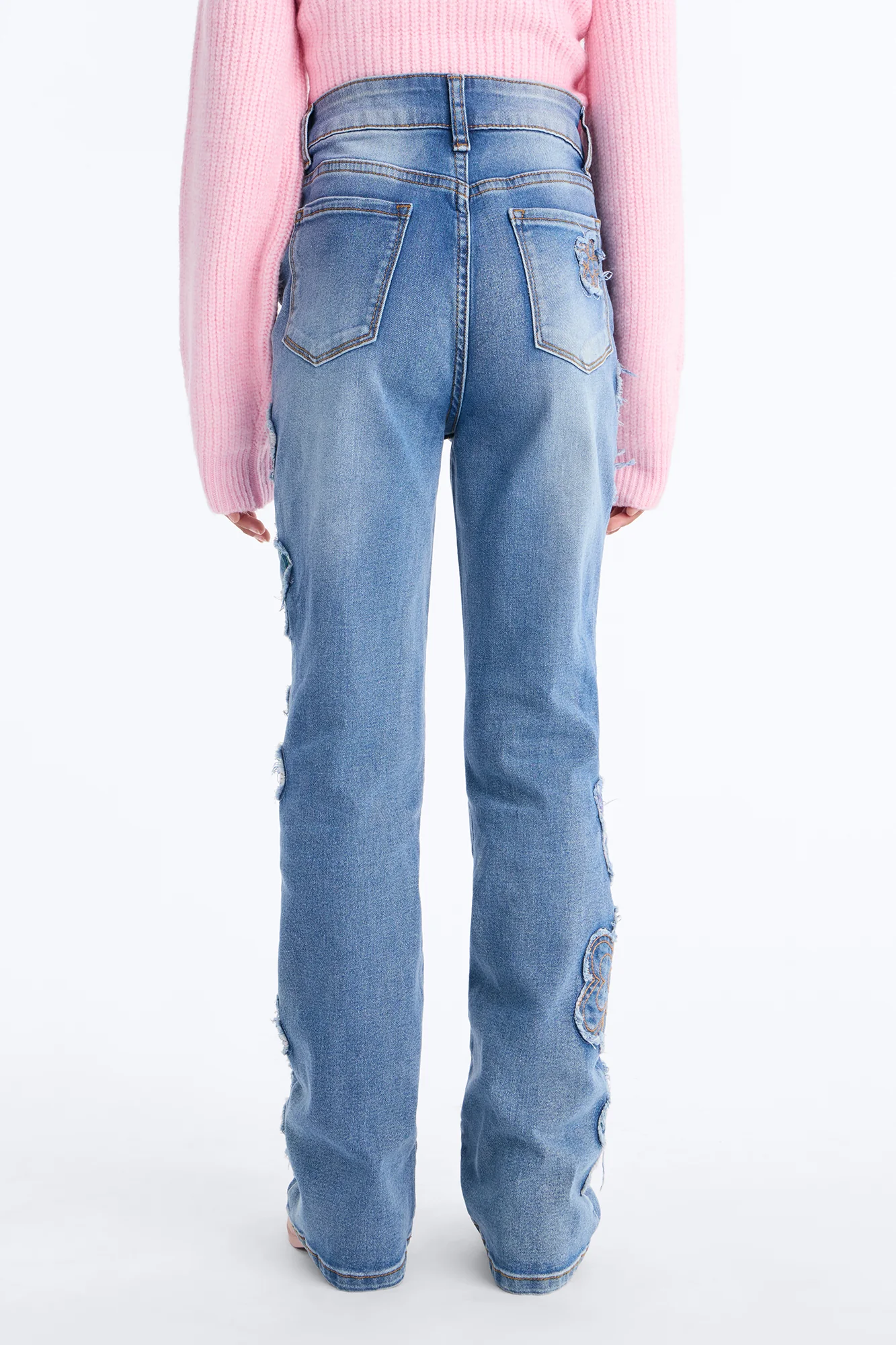 Mini Flower Field Floral Bootcut Jeans - Medium Wash - Image 6