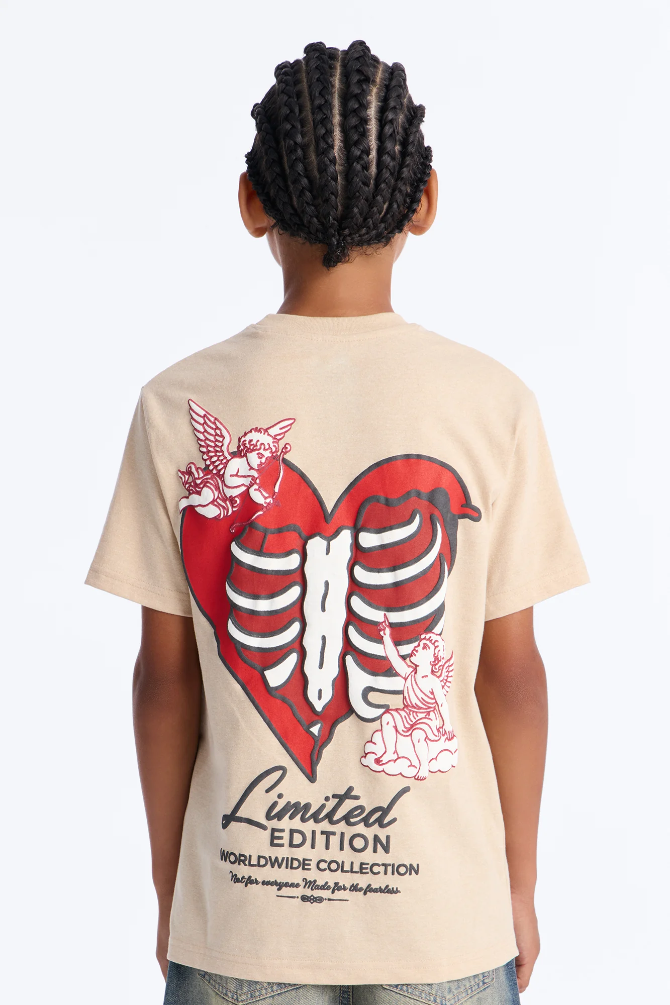 Mini For Those Who Have Heart Short Sleeve Front/Back Tee - Stone