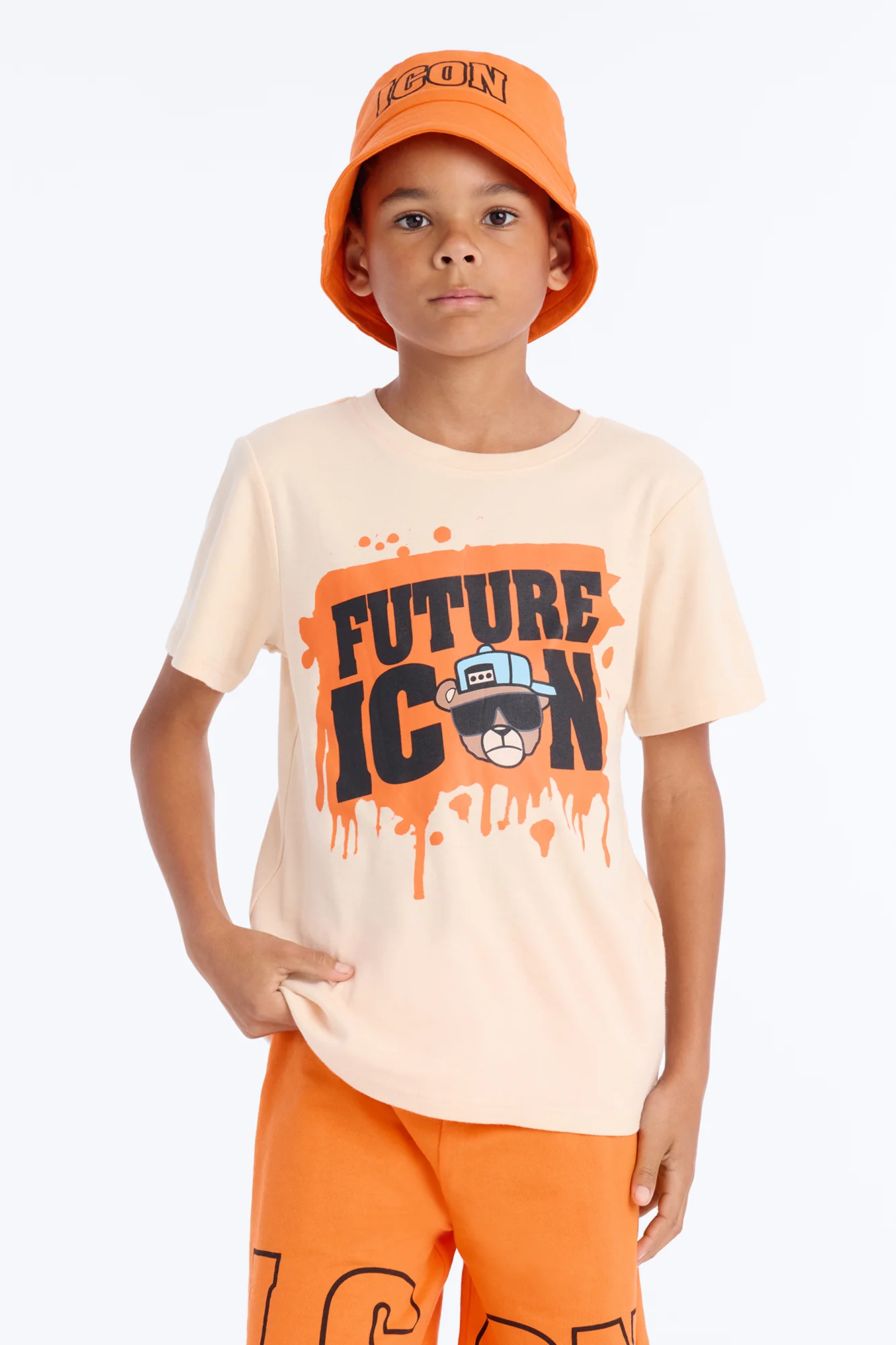 Mini Future Icon Short Set With Bucket Hat - Cream/combo - Image 2