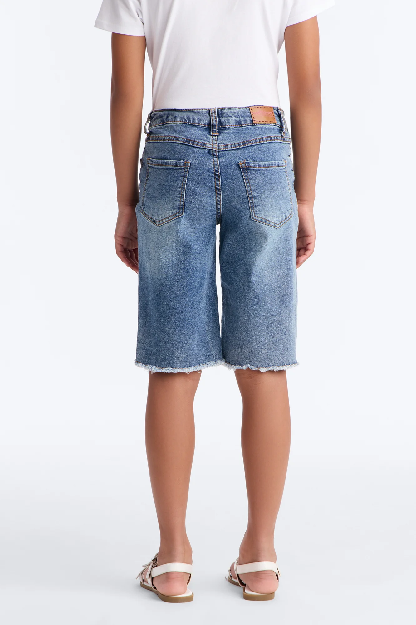 Mini Getting Impatient Patchwork Jorts - Medium Wash - Image 4