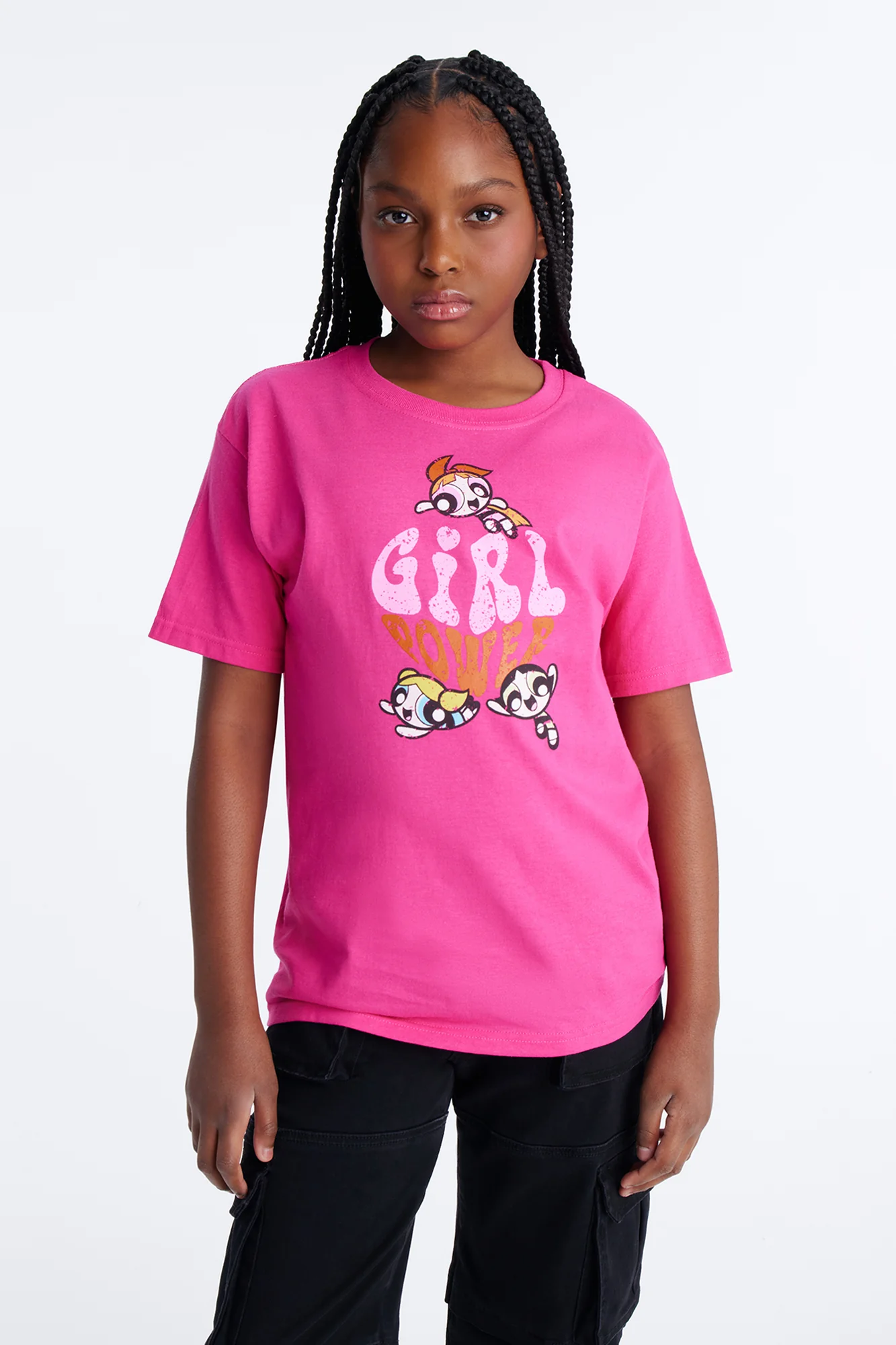 Mini Girl Power Powerpuff Girls Short Sleeve Tee - Hot Pink
