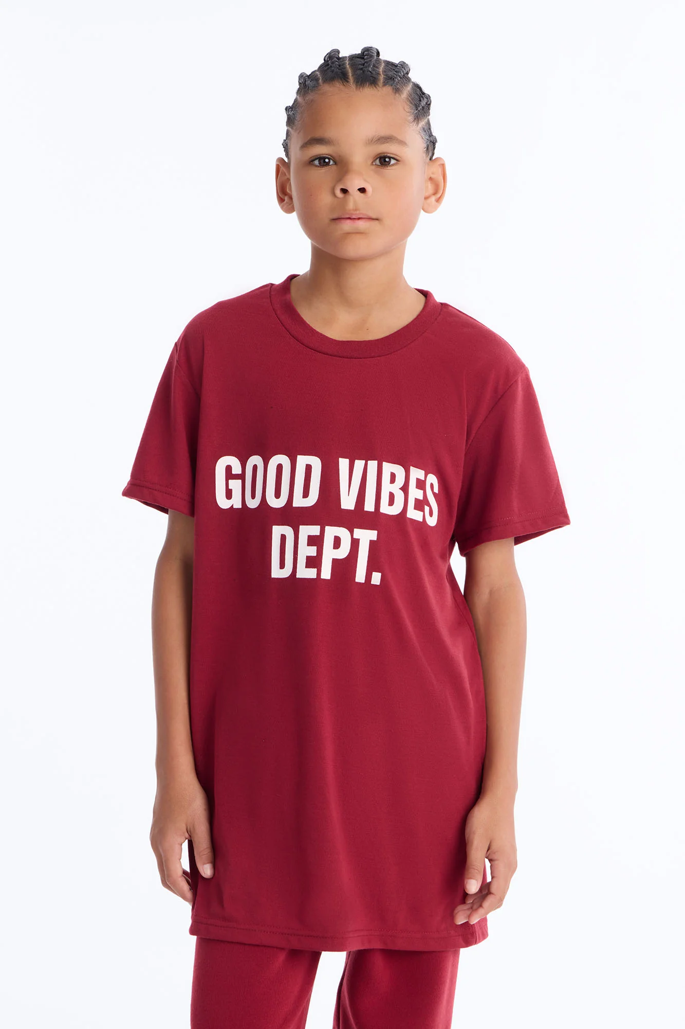 Mini Good Vibes Dept. Jogger Pant Set - Burgundy - Image 2