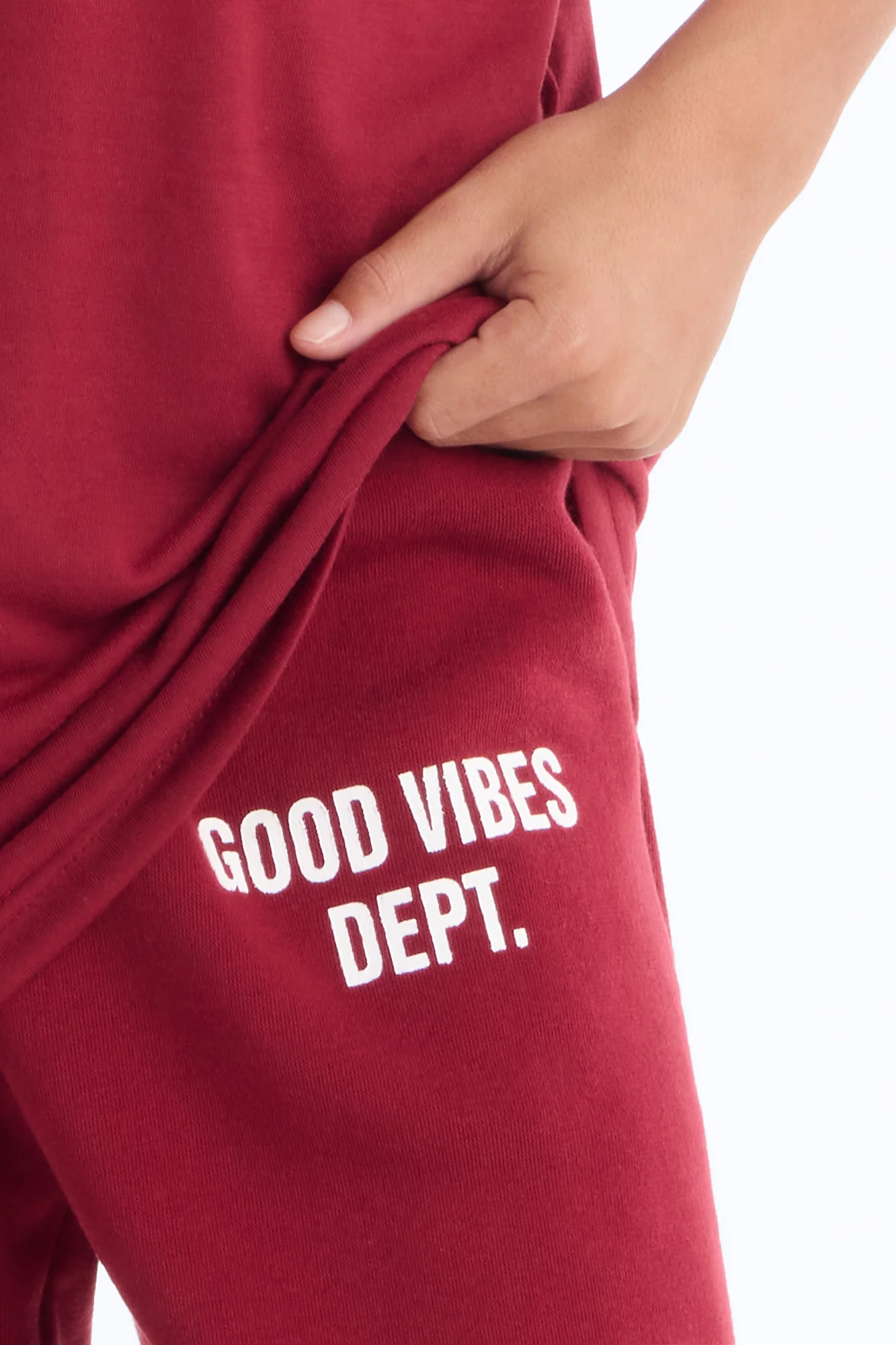 Mini Good Vibes Dept. Jogger Pant Set - Burgundy - Image 3