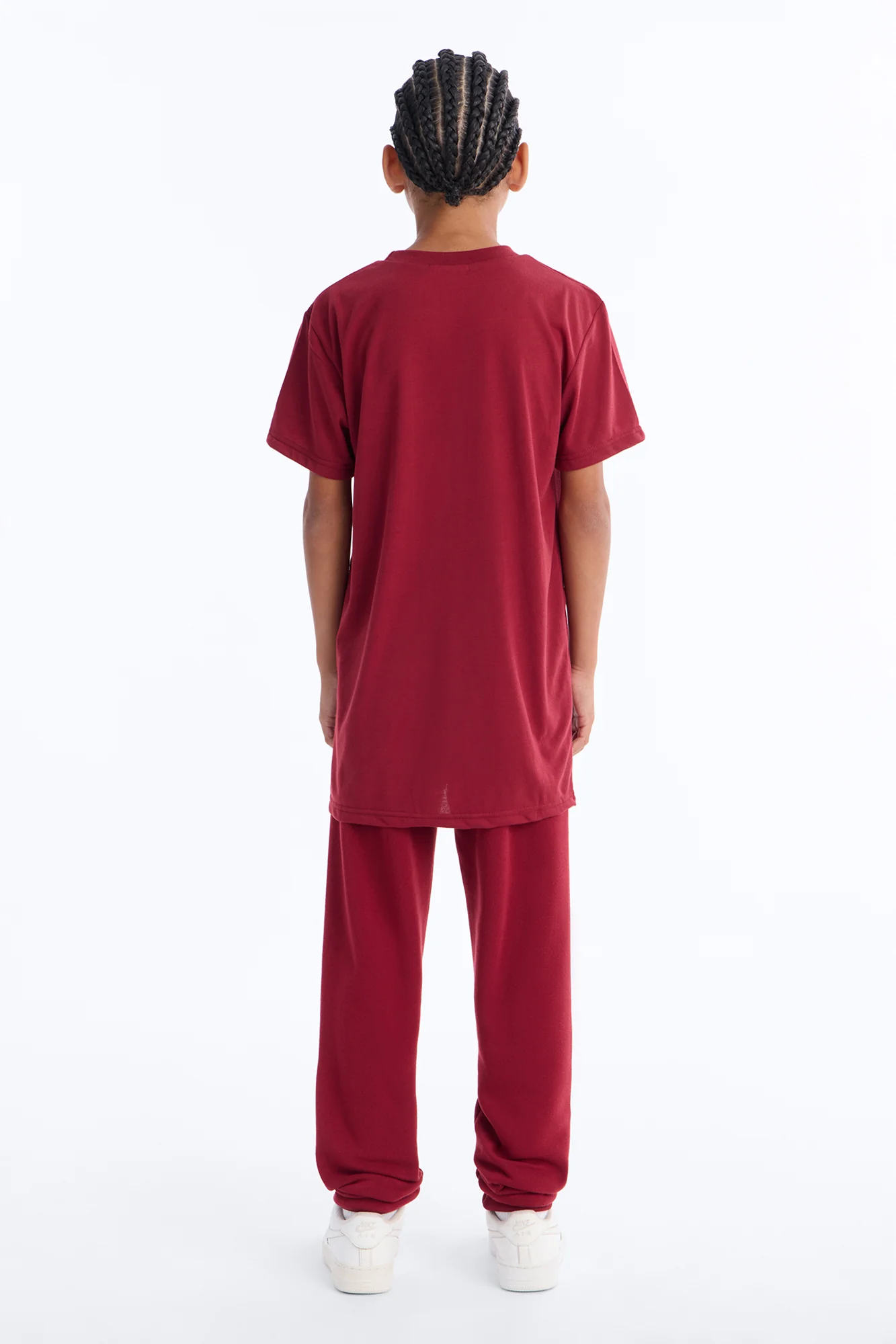 Mini Good Vibes Dept. Jogger Pant Set - Burgundy - Image 4