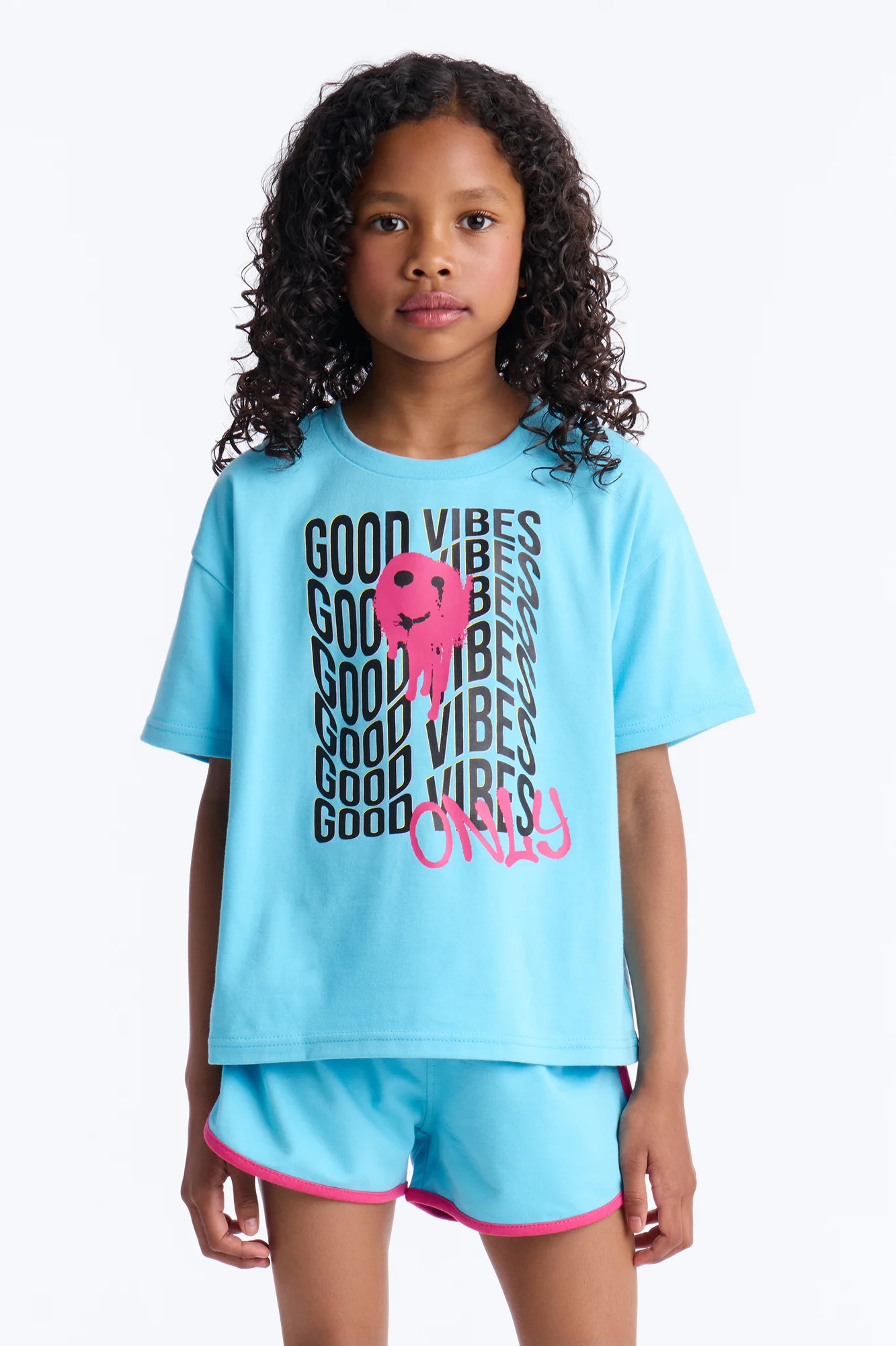 Mini Good Vibes For Life Short Set - Blue