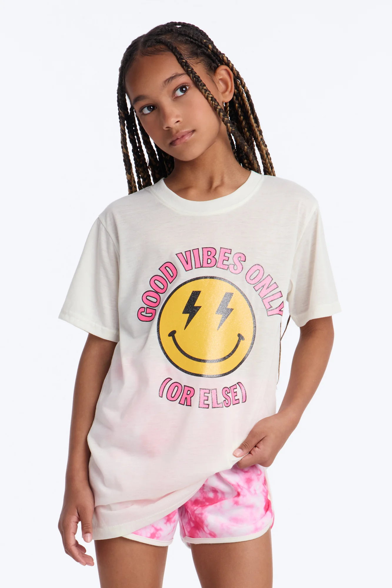 Mini Good Vibes Or Else Short Set - Cream/combo - Image 2