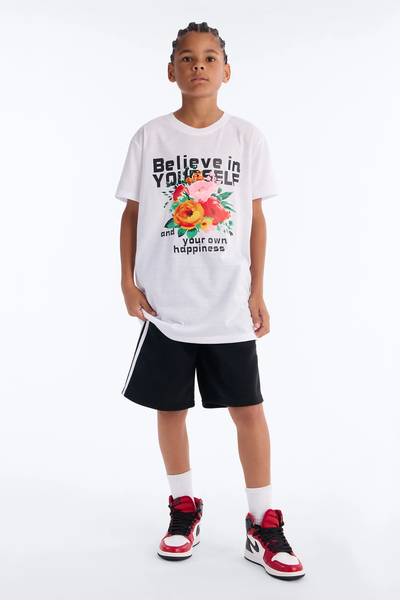 Mini Gotta Believe In Yourself Short Set - White/Black