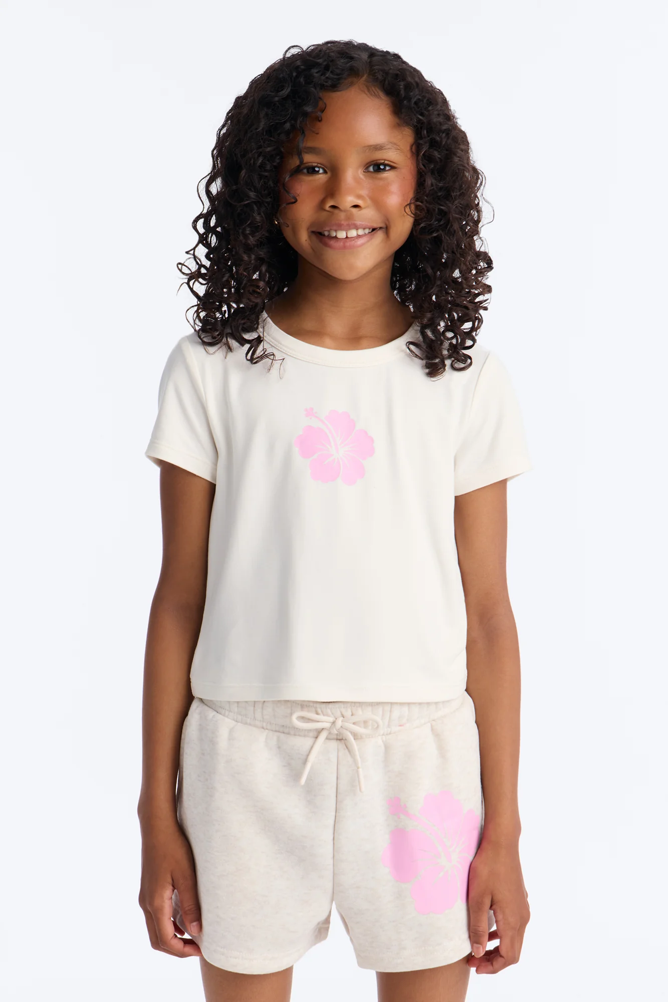 Mini Happily Hibiscus Short Set - Oatmeal - Image 2