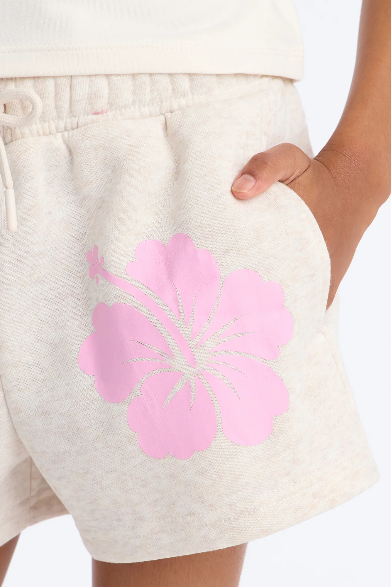 Mini Happily Hibiscus Short Set - Oatmeal - Image 3