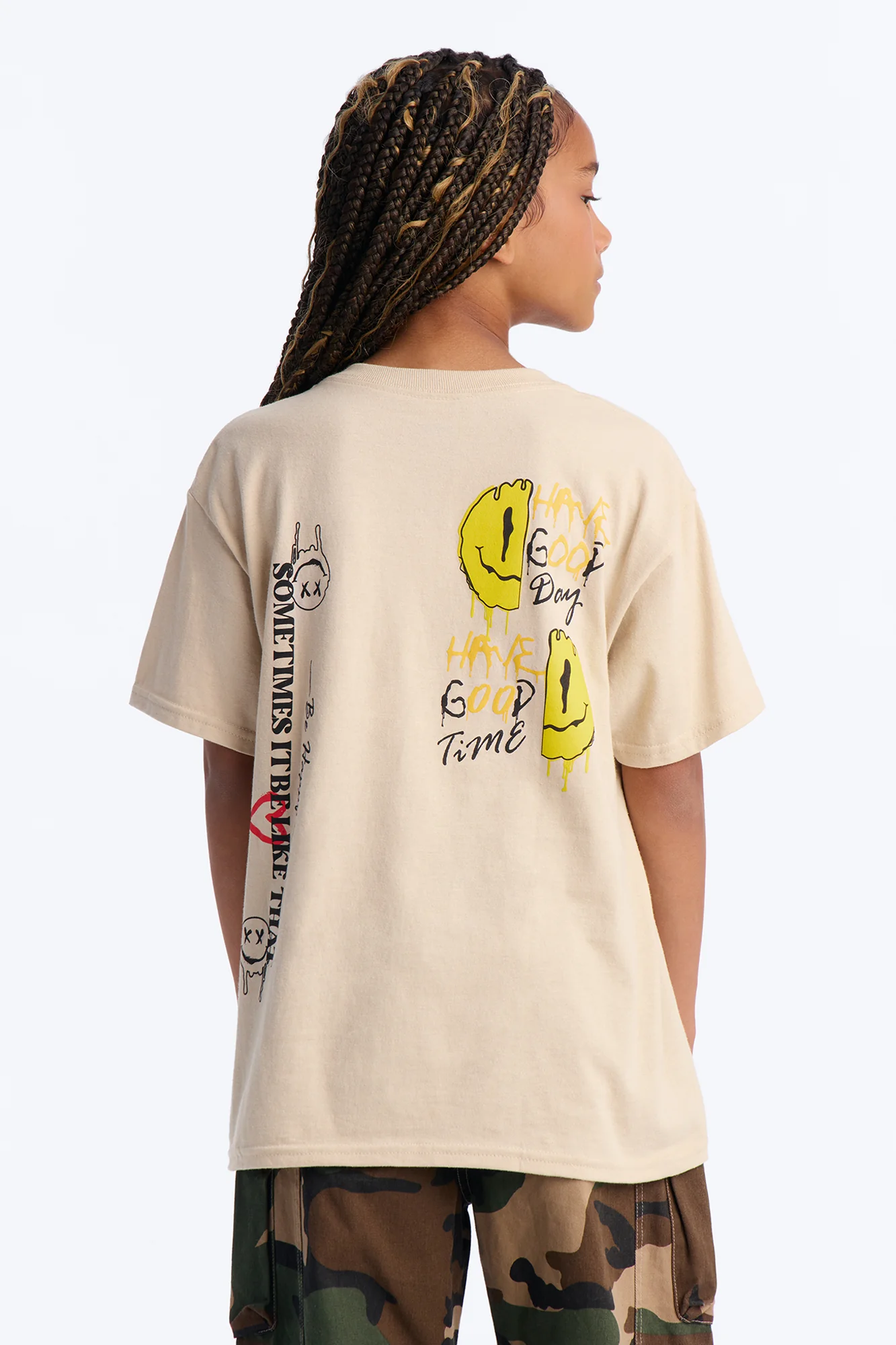 Mini Happy Happy Today Tee - Sand - Image 3