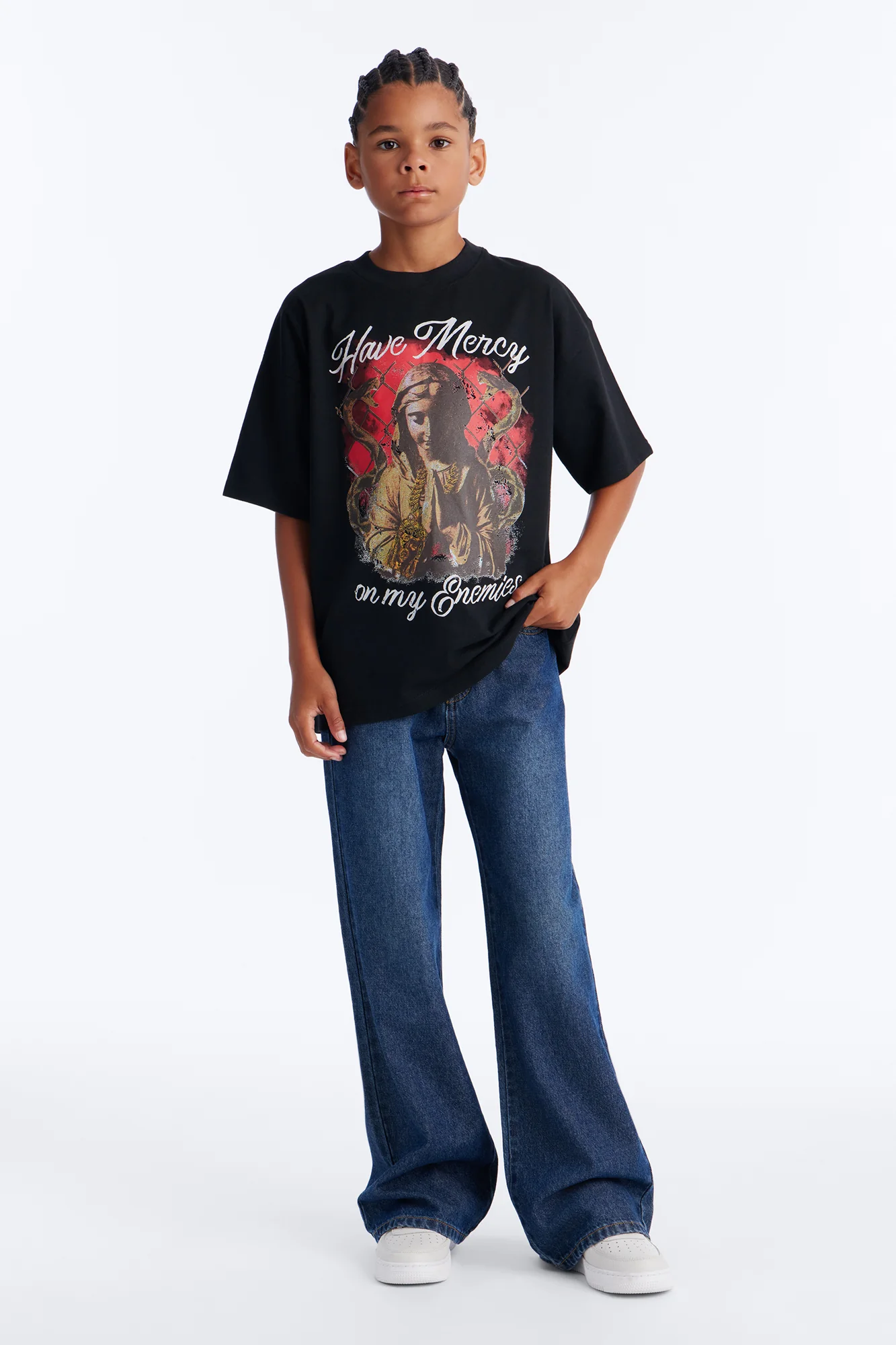 Mini Have Mercy Glitter Print Short Sleeve Tee - Black - Image 2