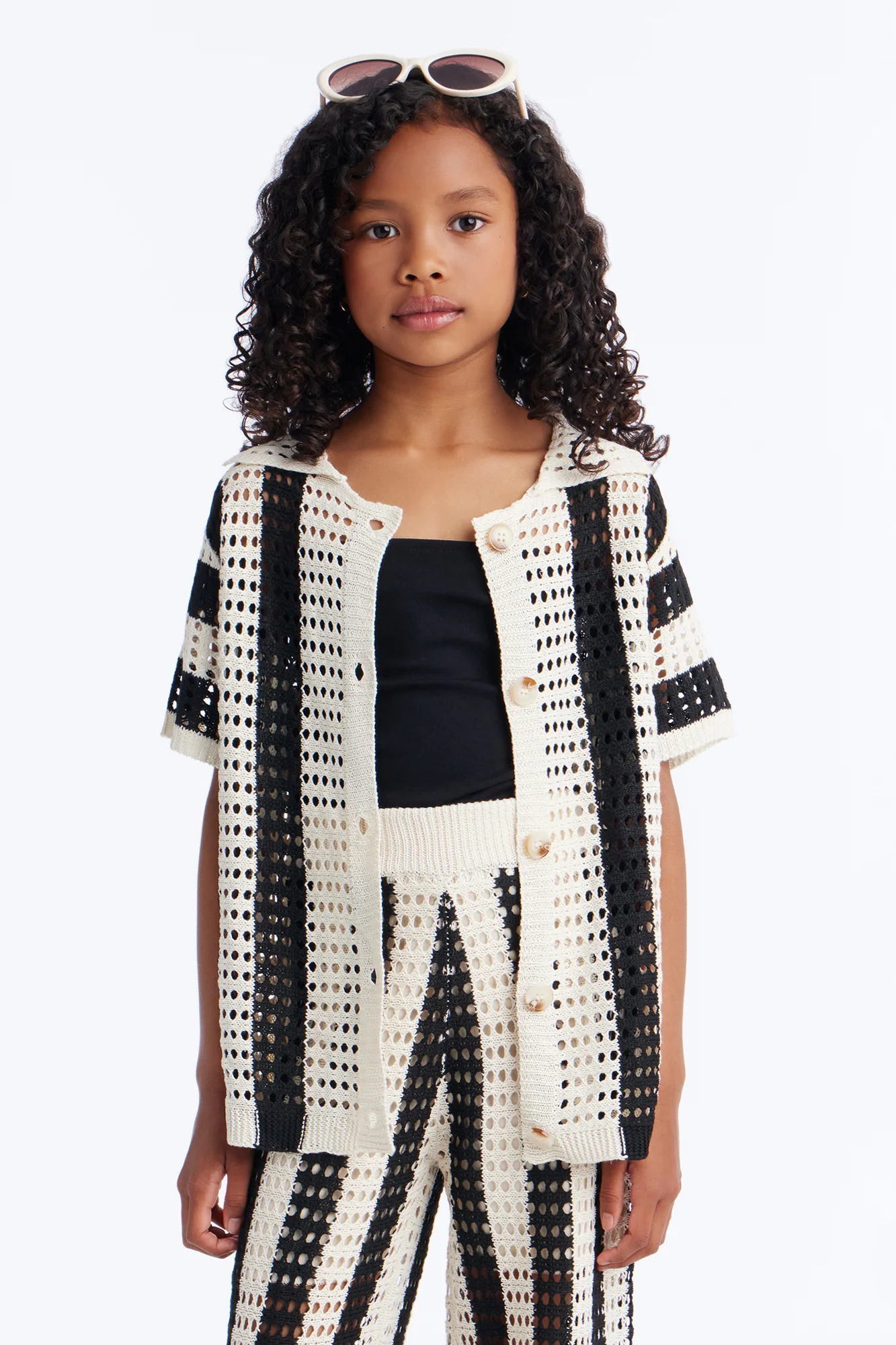 Mini Hayden Crochet Pant Set - Black/combo - Image 2
