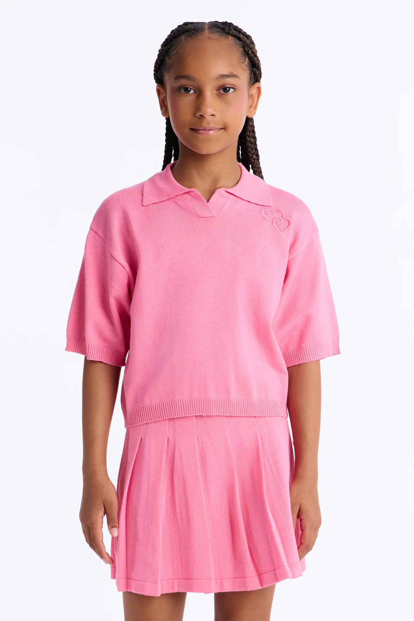 Mini Heartbeats In Harmony Pleated Mini Skirt Set - Pink - Image 2