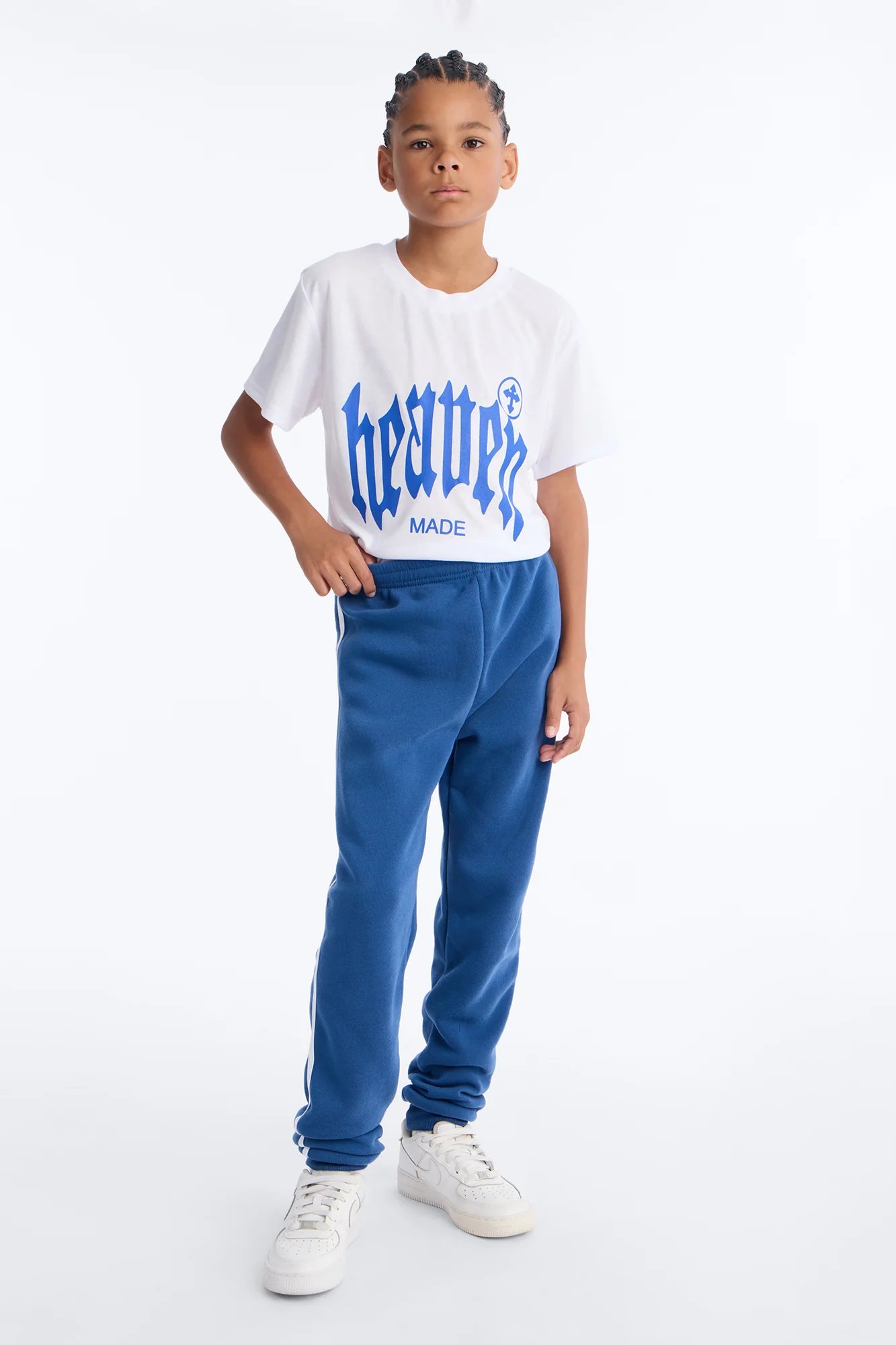 Mini Heaven Made Jogger Pant Set - White/Blue