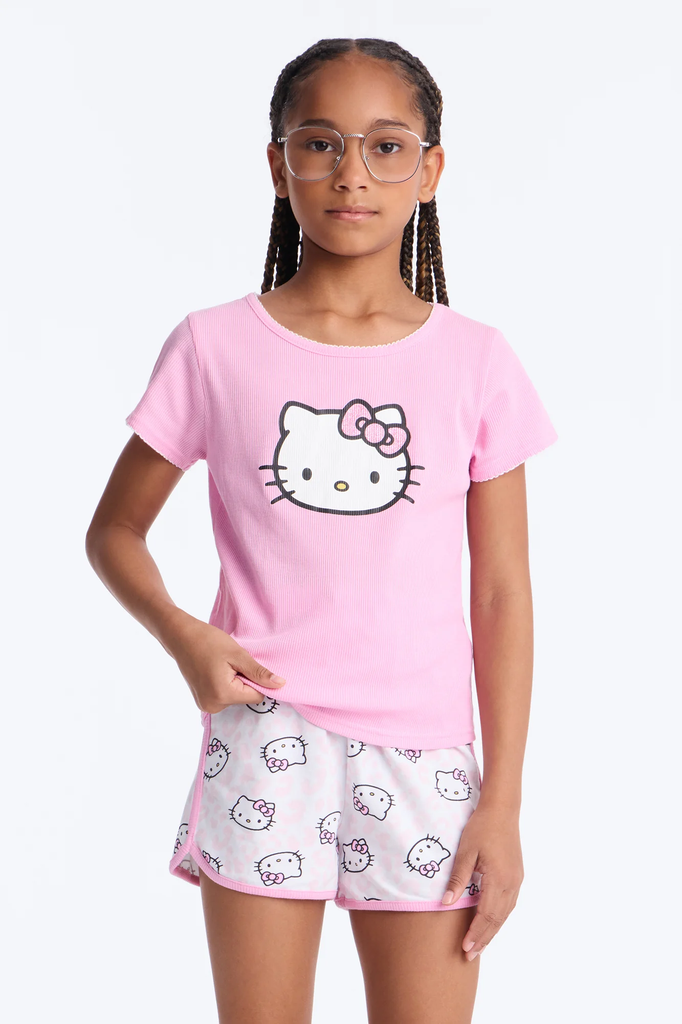Mini Hello Kitty Stay Cute Short Set - Pink/combo - Image 2
