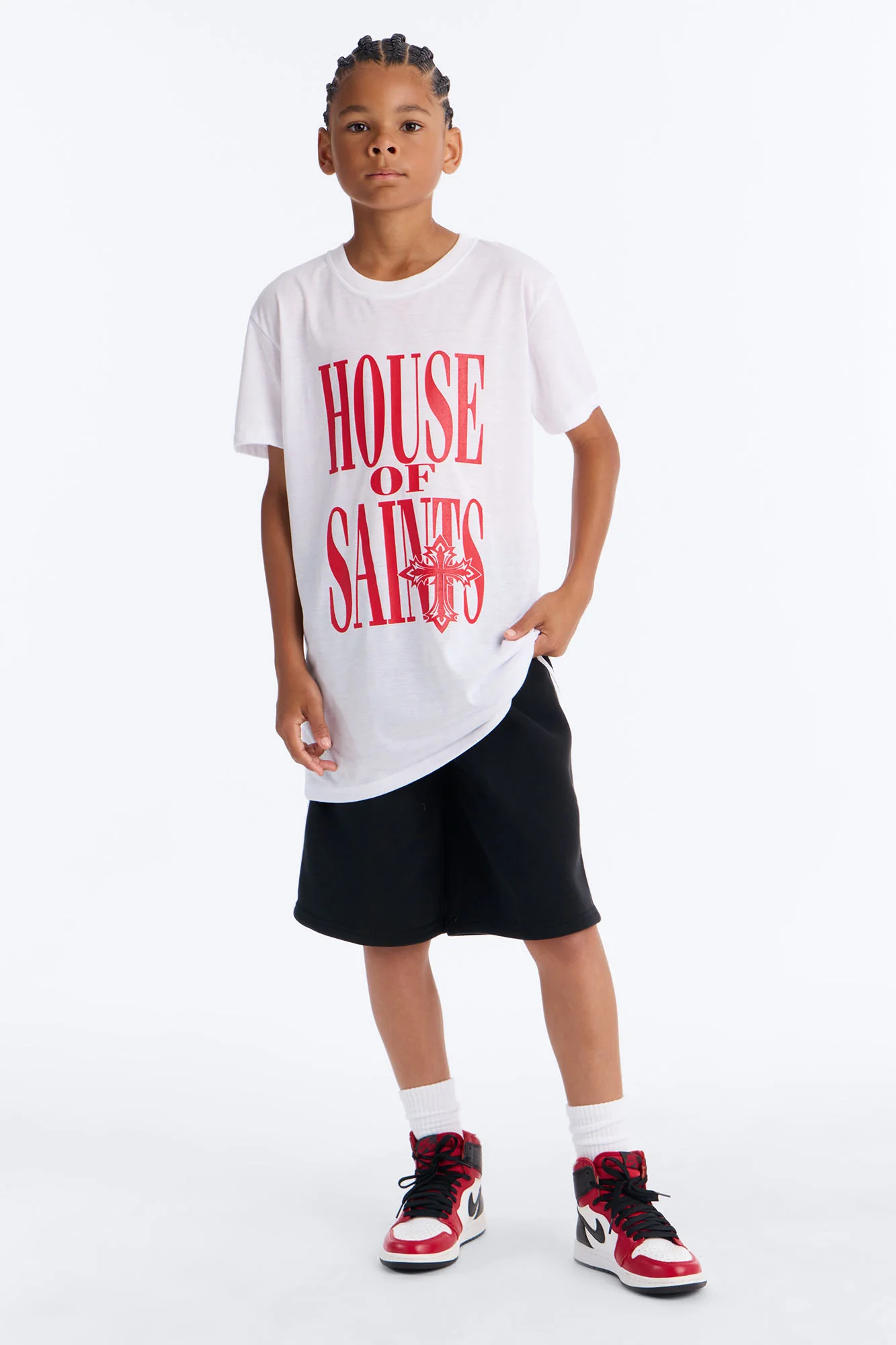 Mini House Of Saints Short Set - White/Black