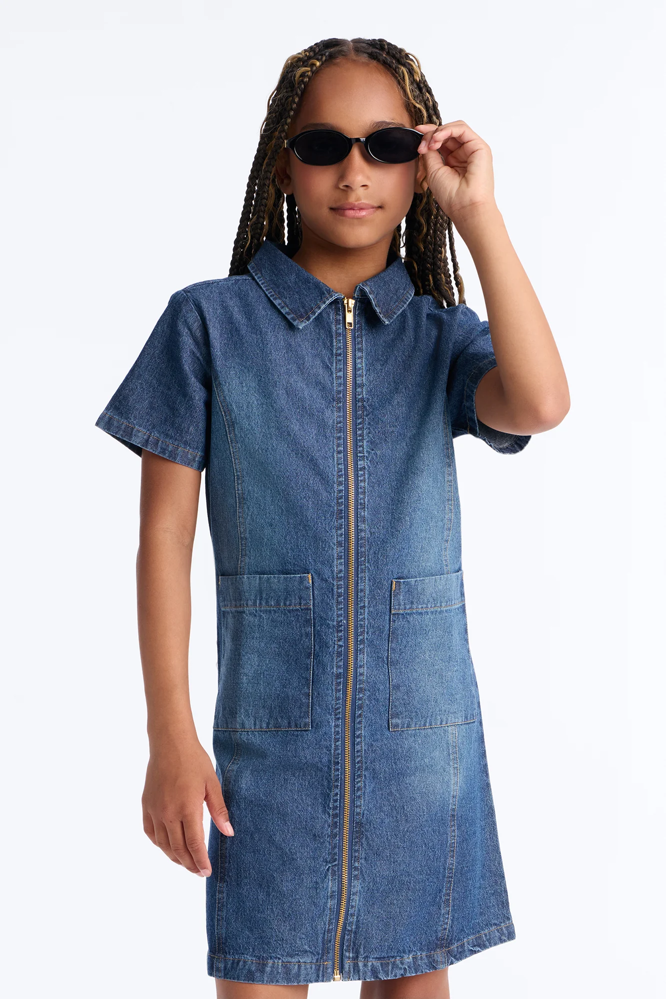 Mini I Wanna Know Denim Dress - Dark Wash - Image 2
