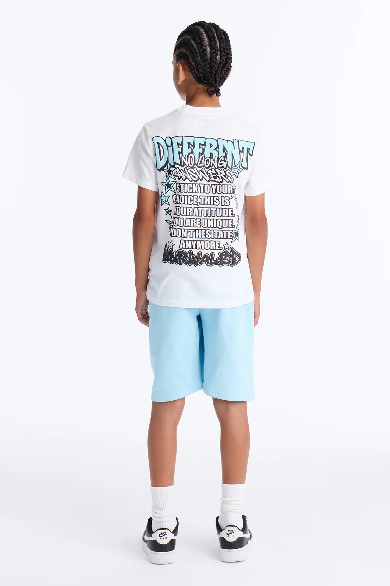 Mini I'm Different Fleece Short Set - White/Blue - Image 4