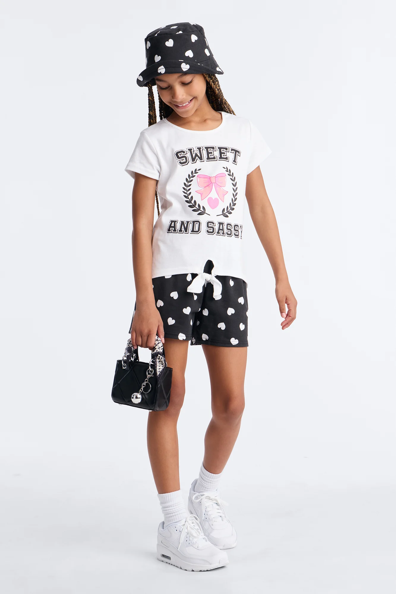 Mini I'm Sweet And Sassy Short Set - White/Black