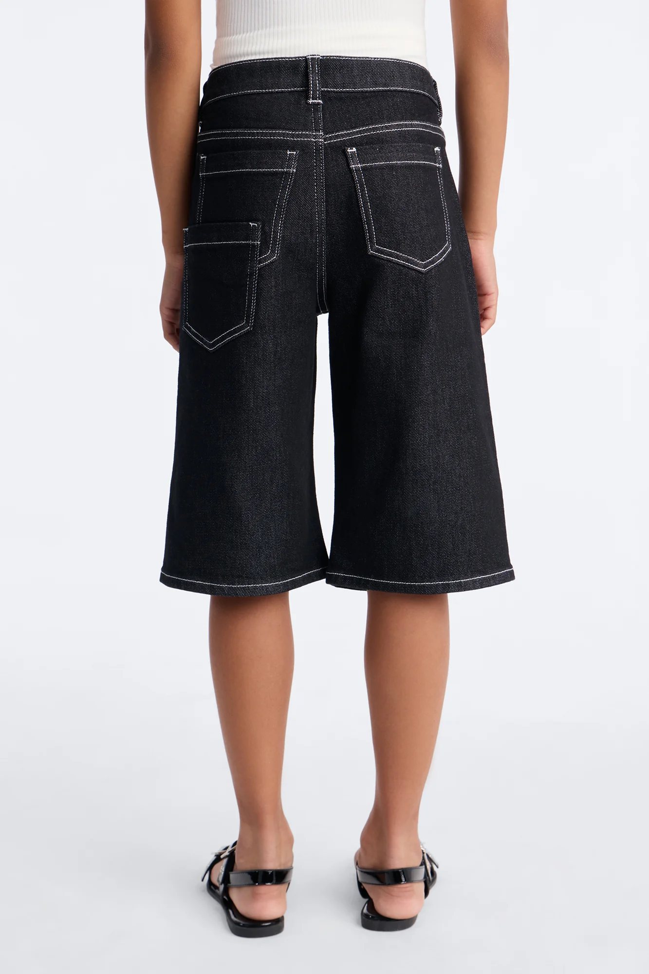 Mini In Stitches Denim Jorts - Black Wash - Image 3